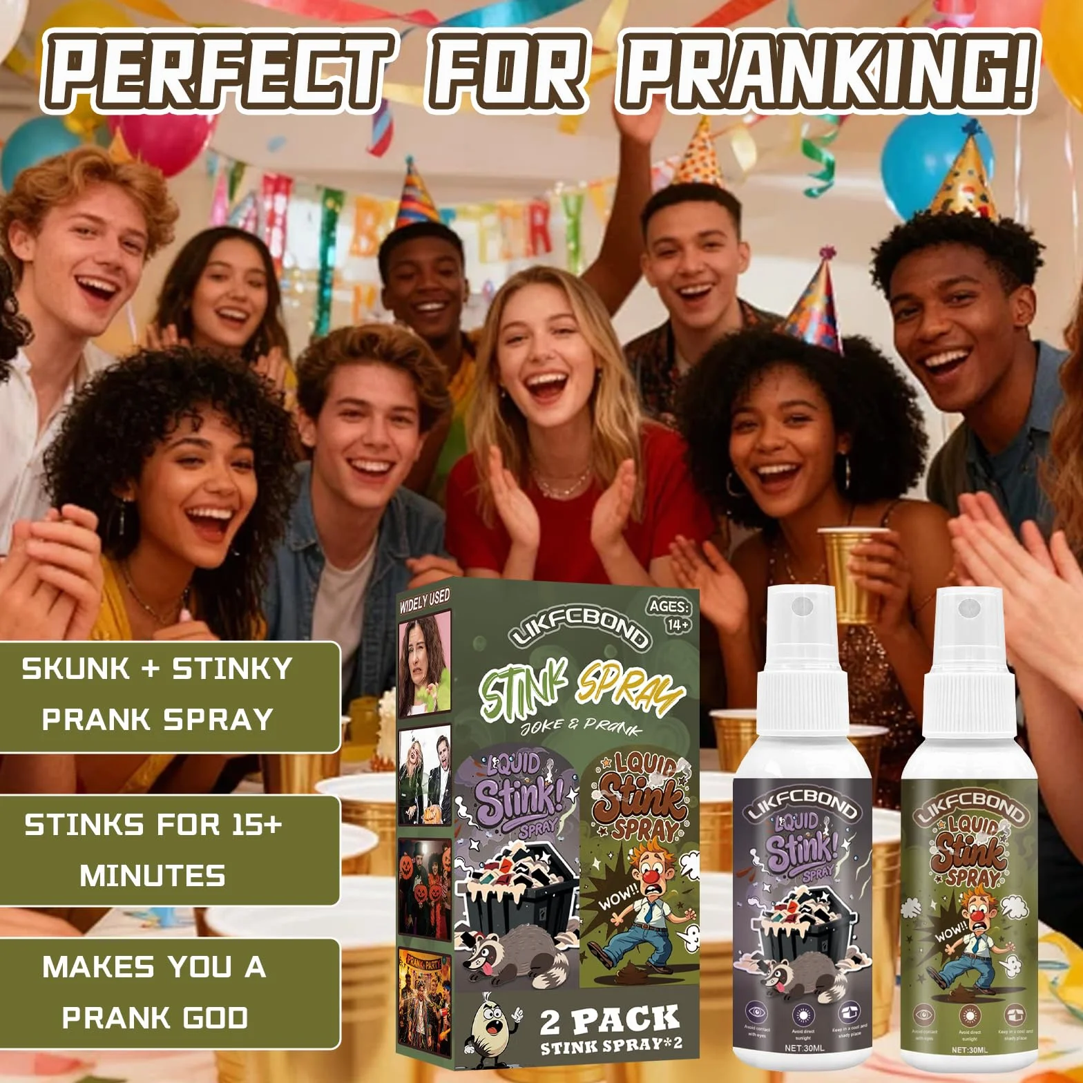 Ekstra Mocny Śmierdzący Spray, Płynny Spray do Zenia, Niesamowity Śmierdzący Spray na Zarty, Spray Zenia dla Miłośników Psikusów, Prank Party dla Dorosłych, 2 Sztuki, 30ML