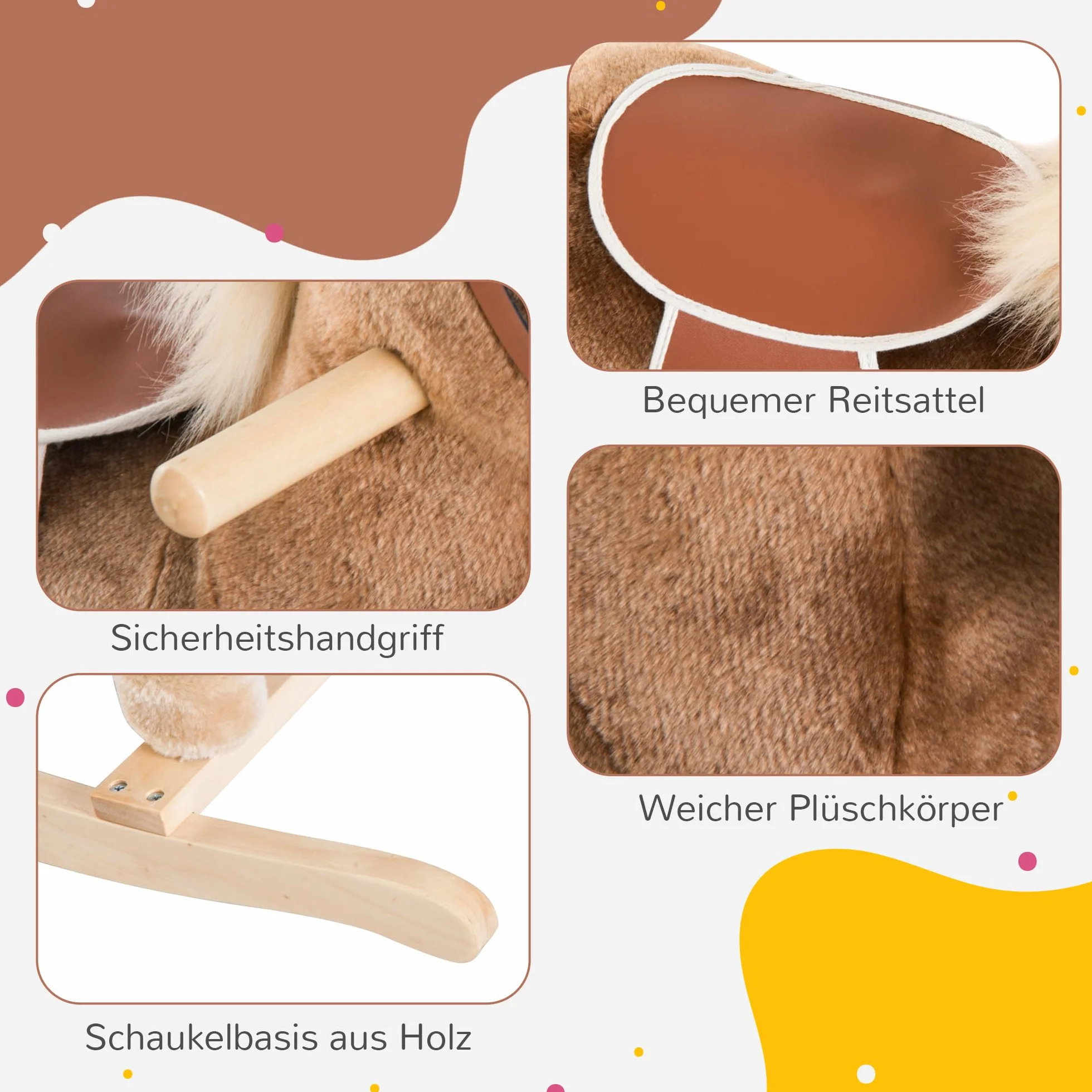 Konik na biegunach dla dzieci, pluszowy, zabawka