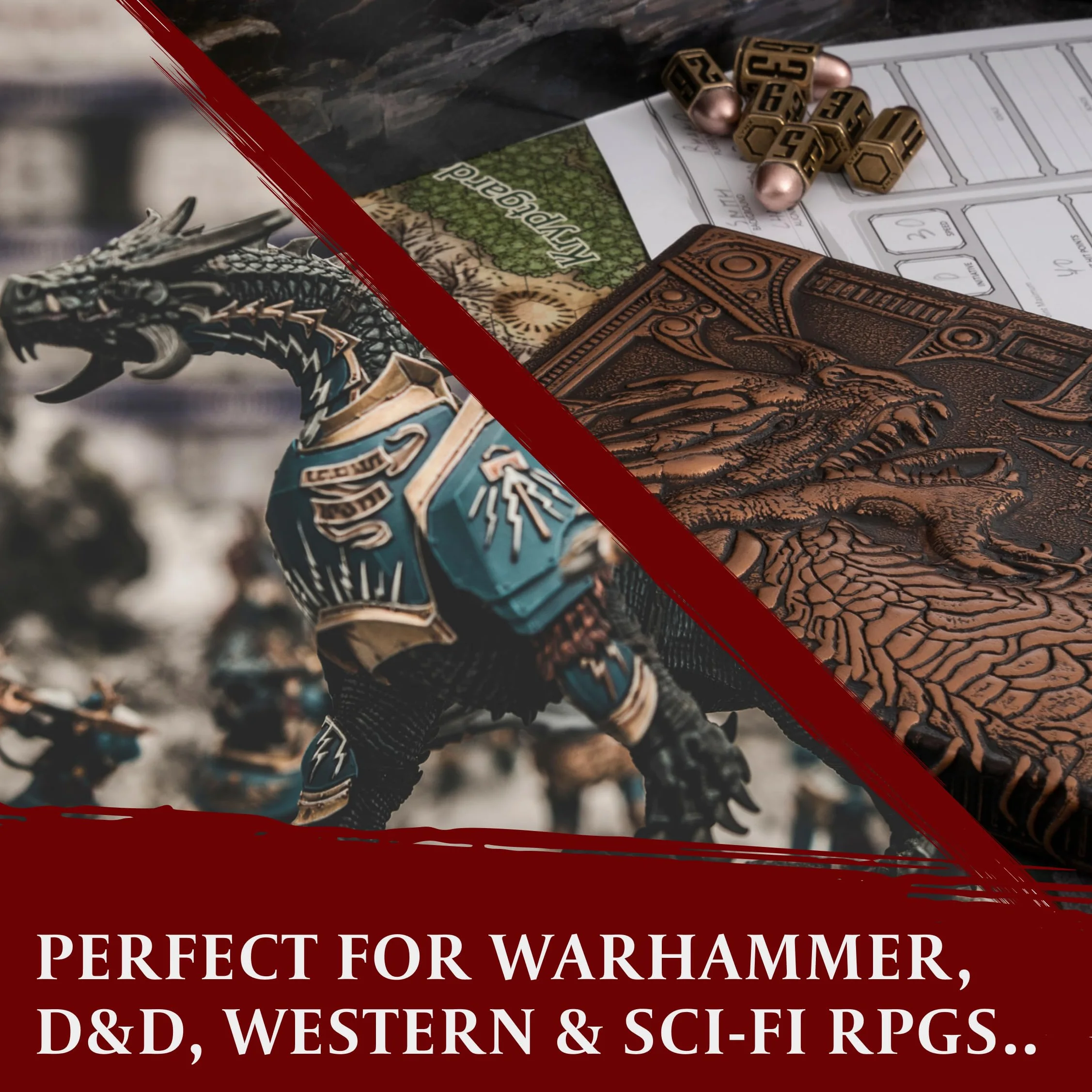 Zestaw Metalowych Kości Bullet Metal - 6 Mosiężnych Kostek K6 / D6 Bullet Dice Set - Kompatybilny z Prezent DND, Wargames, Gry RPG Planszowe, D&D, RPG/Dungeons and Dragons/D i D Akcesoria.