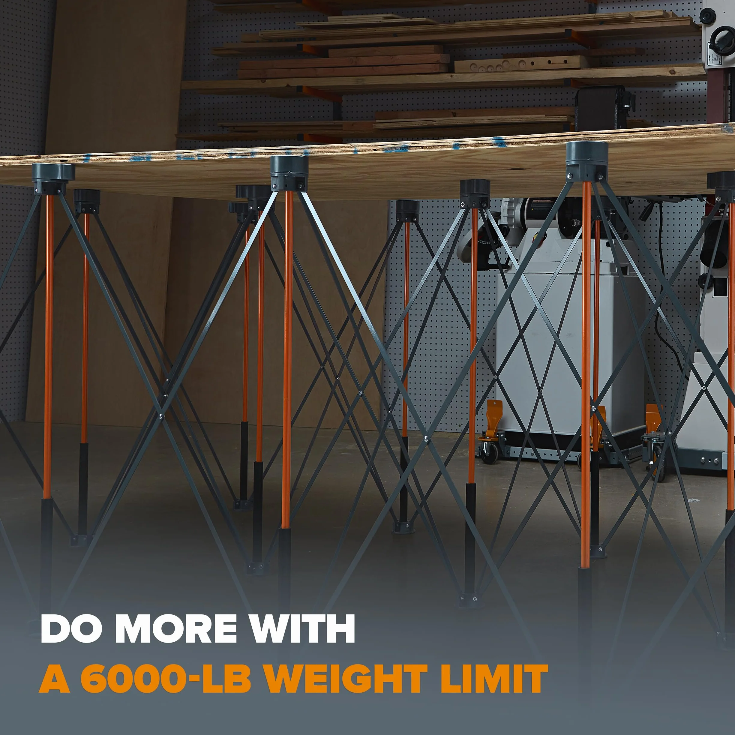 BORA Centipede Tall 1.2 m x 2.4 m x 91.4 cm 15-Strut przenośny stojak roboczy, zawiera pasek do noszenia, CT15