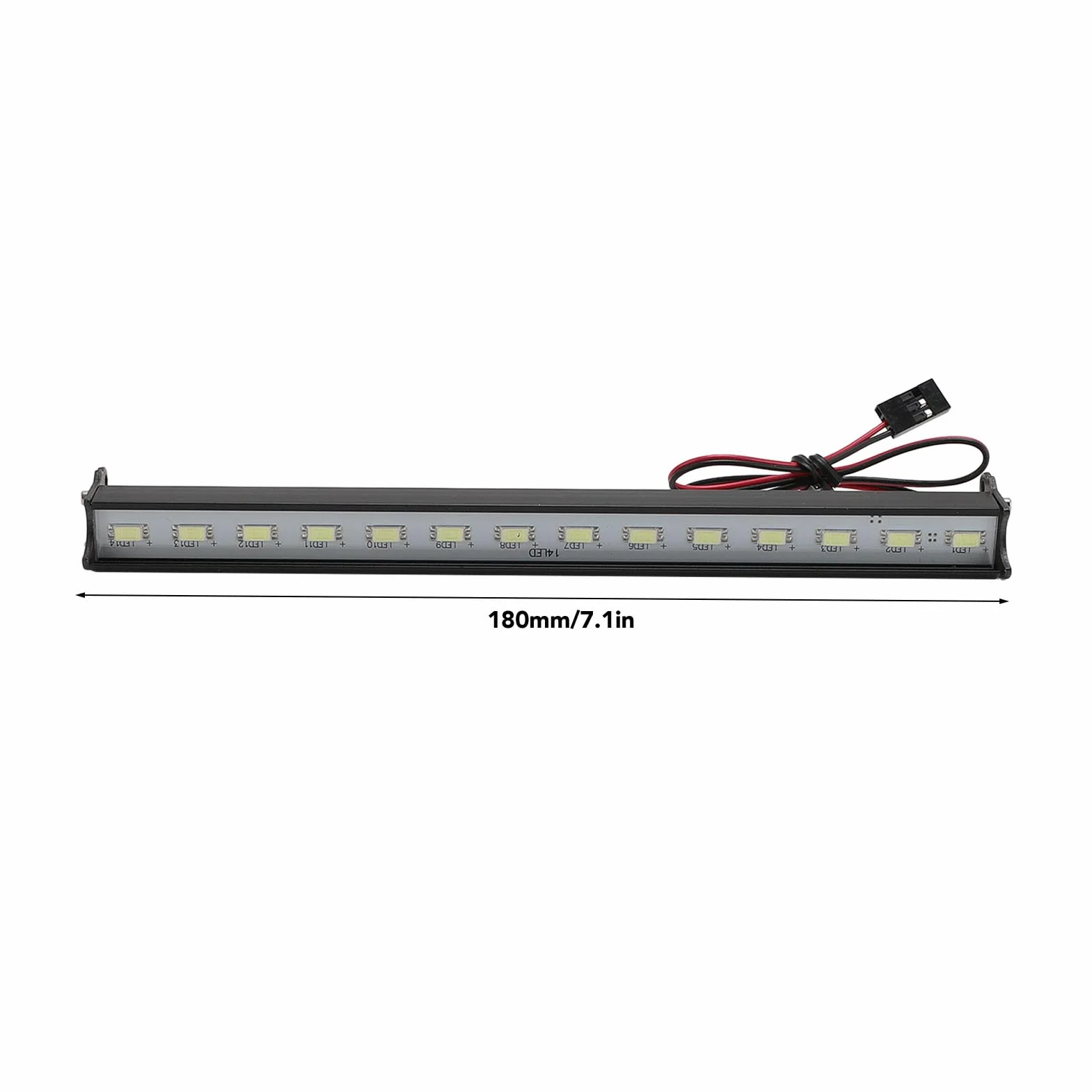 Jasnobiała Lampa Dachowa Samochodowa 14LED RC, Stop Aluminium, Lekka, Długa żywotność, 180 Mm, z Kablem Kontrolera światła