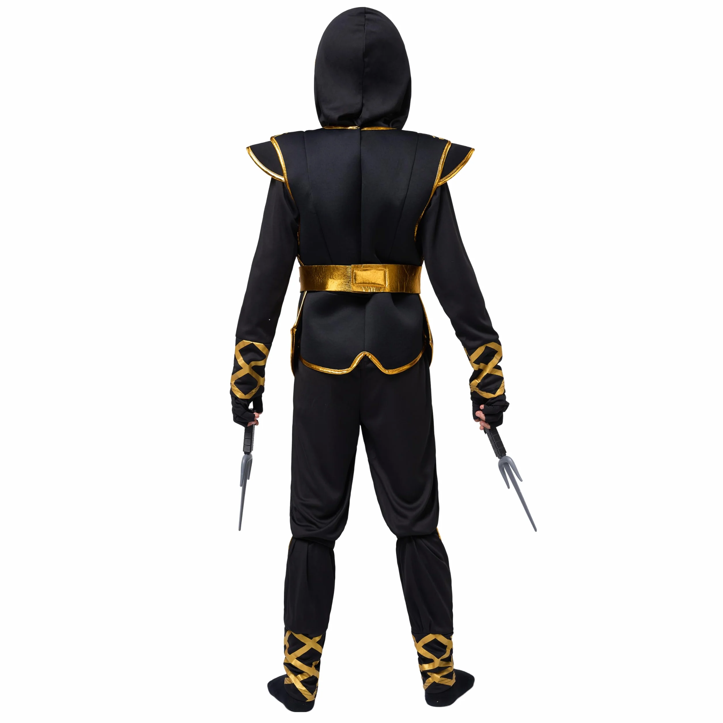 Spooktacular Creations Złoty kostium wojownika ninja dla dzieci, małych dzieci, chłopców