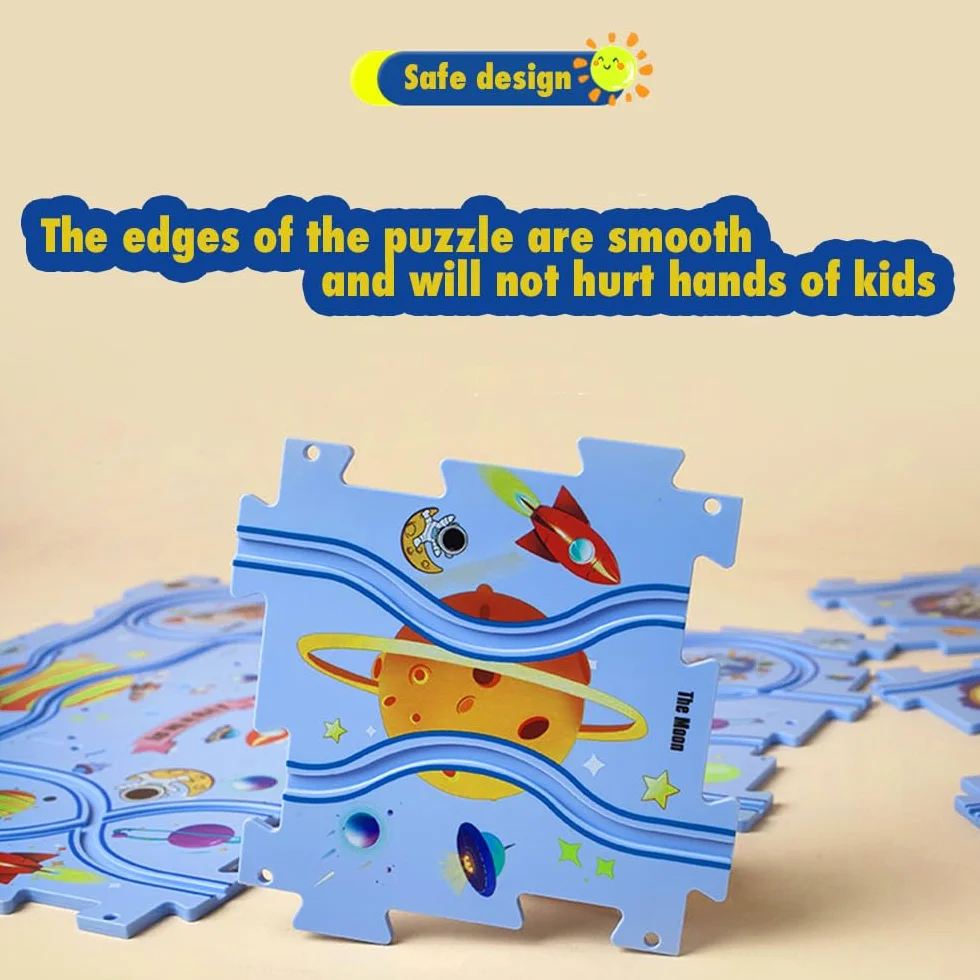 Tor samochody dla dzieci DIY tor wyścigowy 12 sztuk puzzle DIY złamana zabawka edukacyjna prezent gry dla dzieci 2 3 4 5 6 lat (przestrzeń)