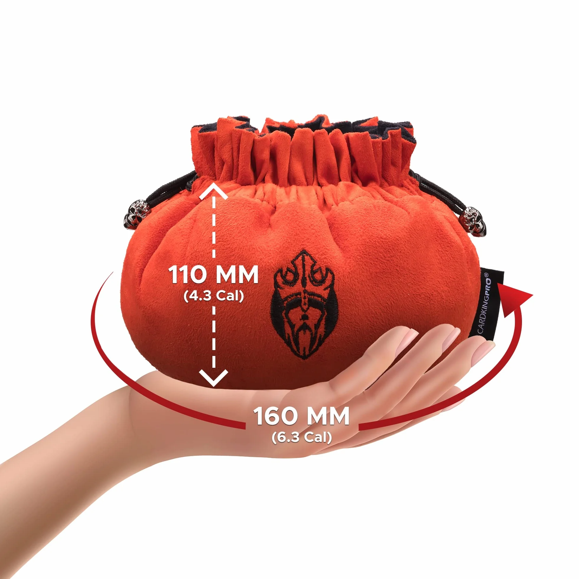CardKingPro Ogromna Torba na Kości z Kieszeniami - Spalona Pomarańcza - Pojemność 150+ Kości - Świetny Organizer dla Kolekcjonerów, Idealna do Dungeons and Dragons [Opatentowany Design]