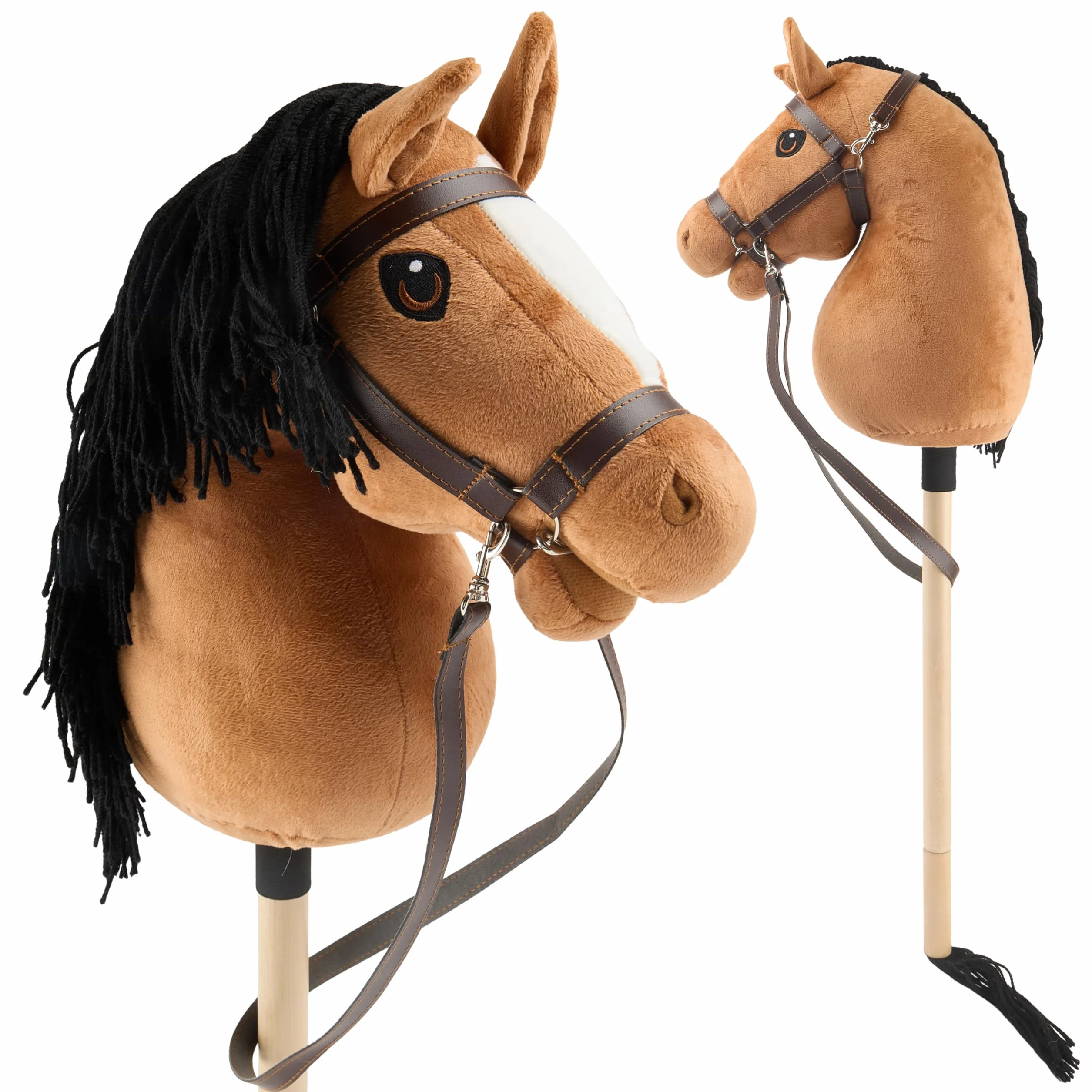 Bieco Hobby Horse konik na kijku, lis, rozmiar S, z trense, spersonalizowany, zdejmowany kij i ogon, do jazdy konnej, ujeżdżania i zabawy, hobby