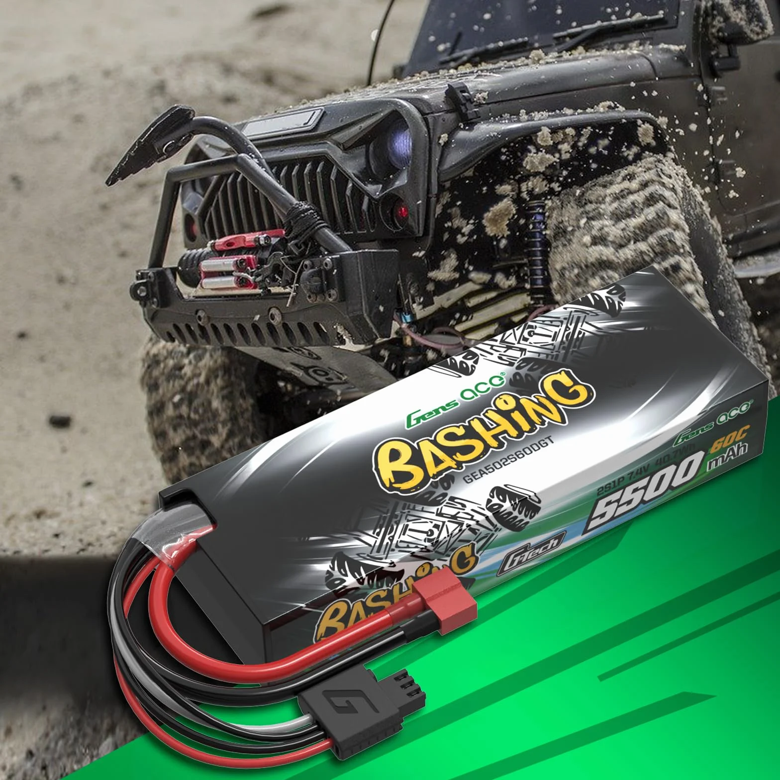 Gens ace 2S bateria Lipo 5000mAh 7.4V 60C bateria z wtyczką T Deans Connection Dla większości samochodów RC w skali 1/7 1/8 1/10