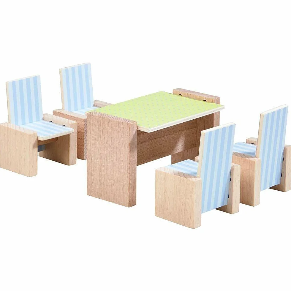 HABA Little Friends – Dollhouse Furniture Dining Room, wooden dolls house furniture, 303839