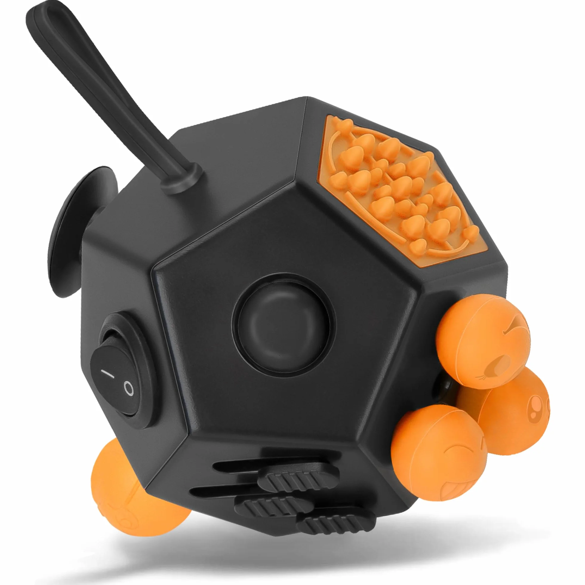 12-Stronna Kostka Fidget Cube - Zabawka Fidget Cube Dla DorosłYch I Dzieci Z Adhd,Add,Autyzmem,Antystresowa Ulga W LęKu Oryginalne Zabawki Infinity,Black Orange