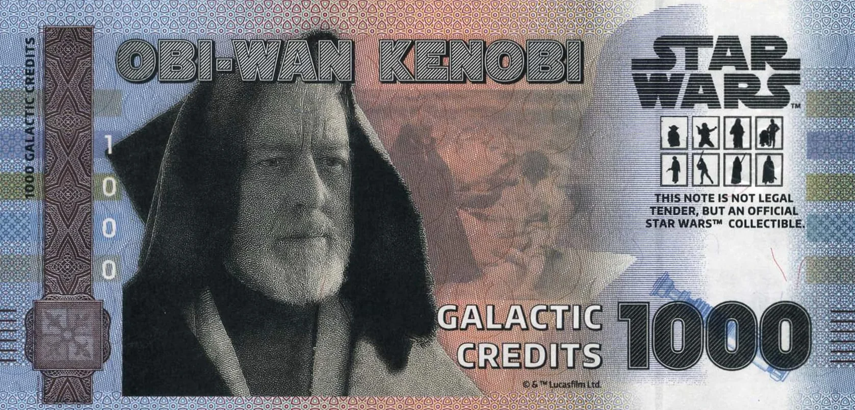 Gwiezdne Wojny Trylogia Bilet Oryginalny OBI WAN Kenobi ze złotym hologramem