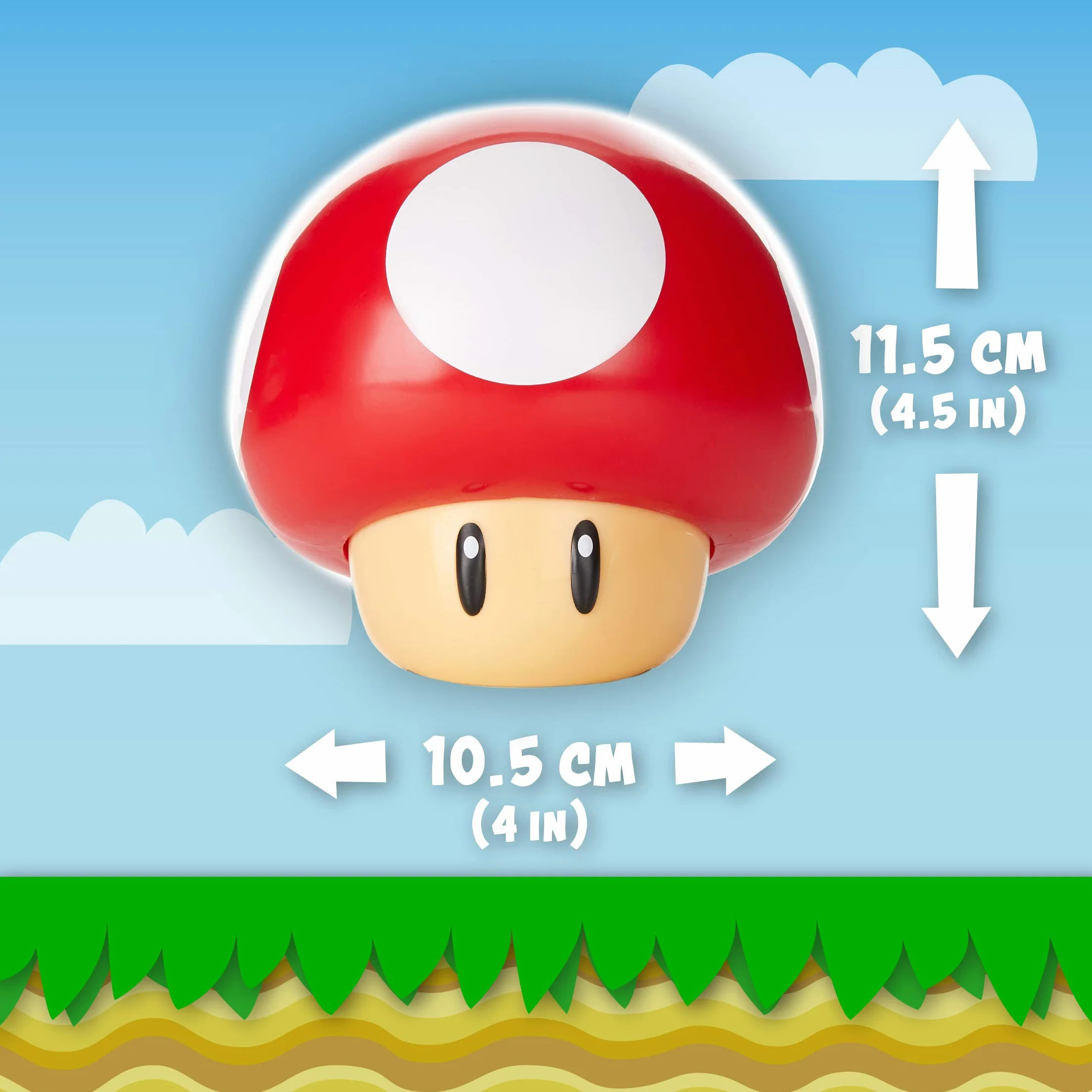 Super Mario Brothers Mushroom lampka na figurę, oficjalnie licencjonowany produkt filmowy kolekcjonerski z dźwiękiem, prezent dla chłopców, akcesoria do pokoju dziecięcego