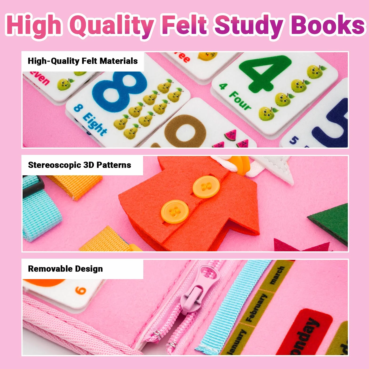 RunHero Busy Board Montessori zabawka dla dzieci od 1 roku życia Quiet Book Activity Board zabawka motoryczna zabawka z filcu 1 2 3 4 5 lat dla dzieci chłopców i dziewczynek