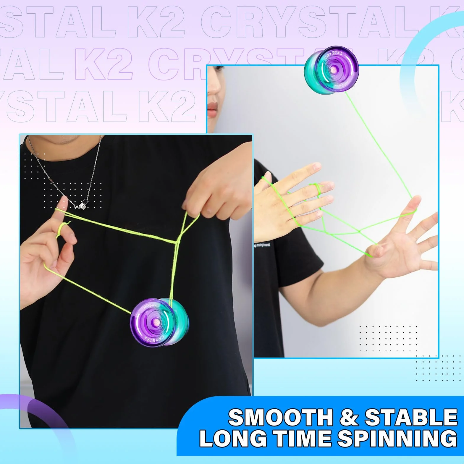 YOSTAR K2 Crystal Yoyo Responsive dla Dzieci Profesjonalny z Niereagującym Łożyskiem + 12 Strun + Etui