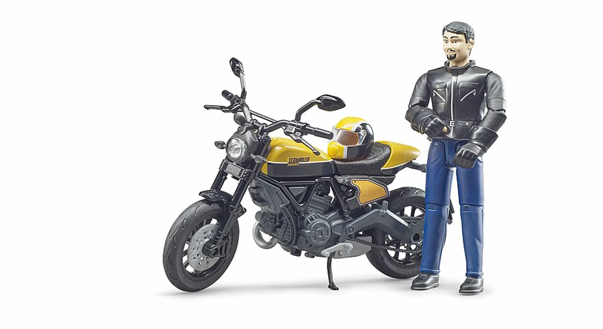 bruder 63053 - Scrambler Ducati Full Throttle, motocykl i kierowca, motocykl, zabawkowa figurka, motocross