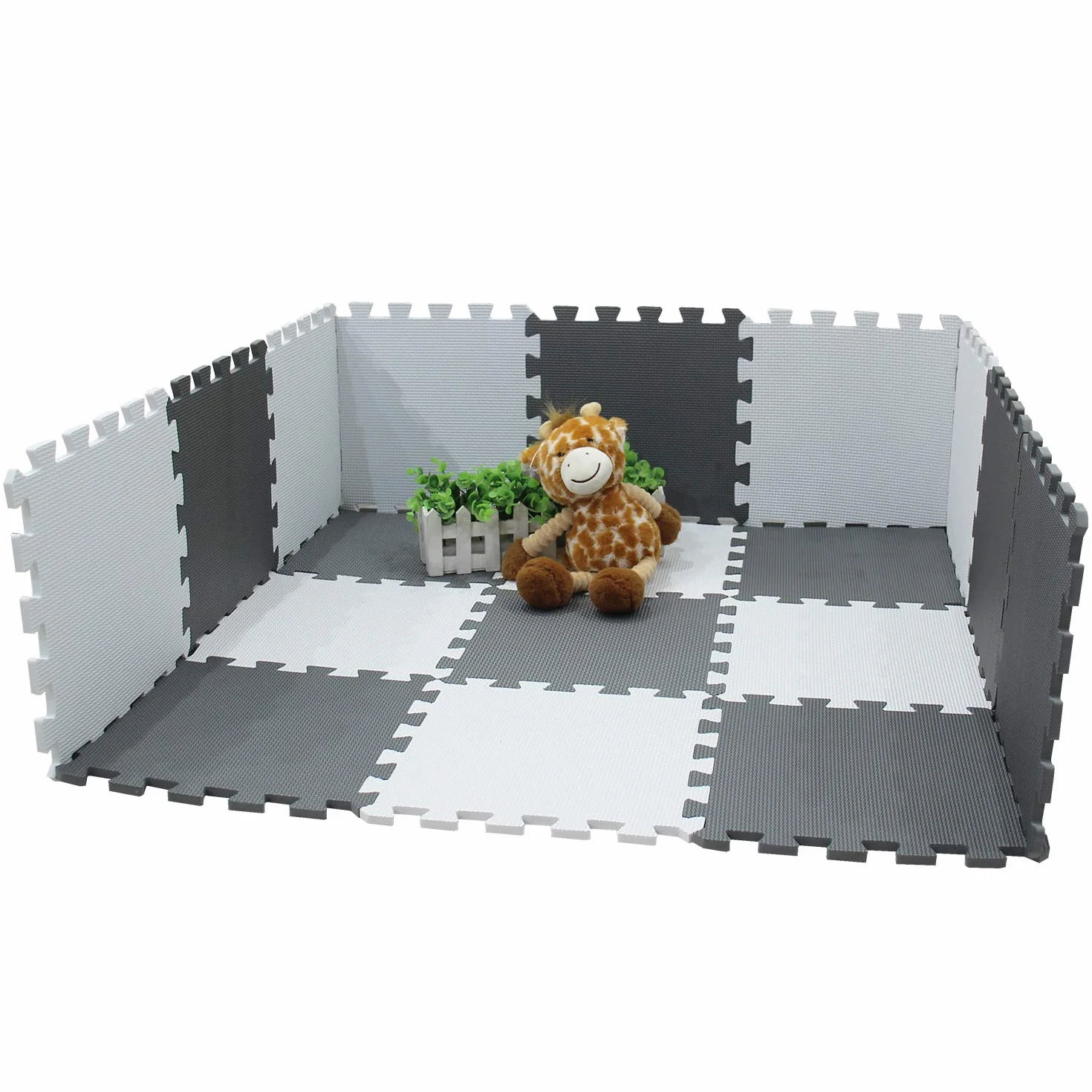 Meiqicool Mata do Zabawy Piankowa Puzzle dla Dzieci Biała i Szara 0112