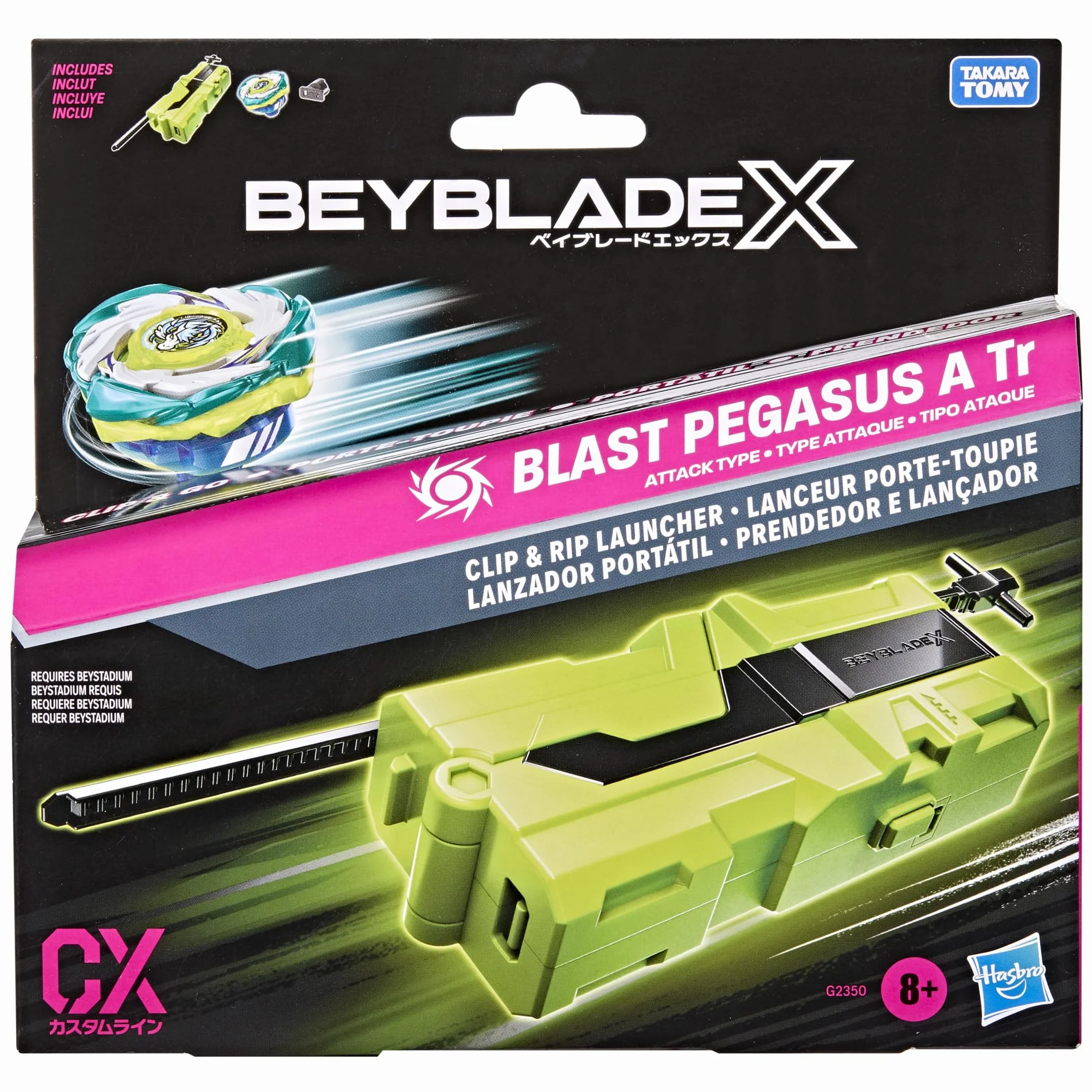 Zestaw Beyblade X z wyrzutnią Clip & Rip i prawoskrętnym bączkiem Takara Tomy rodzaju: atak, zabawki z bączkami do walki, wiek: od 8 lat