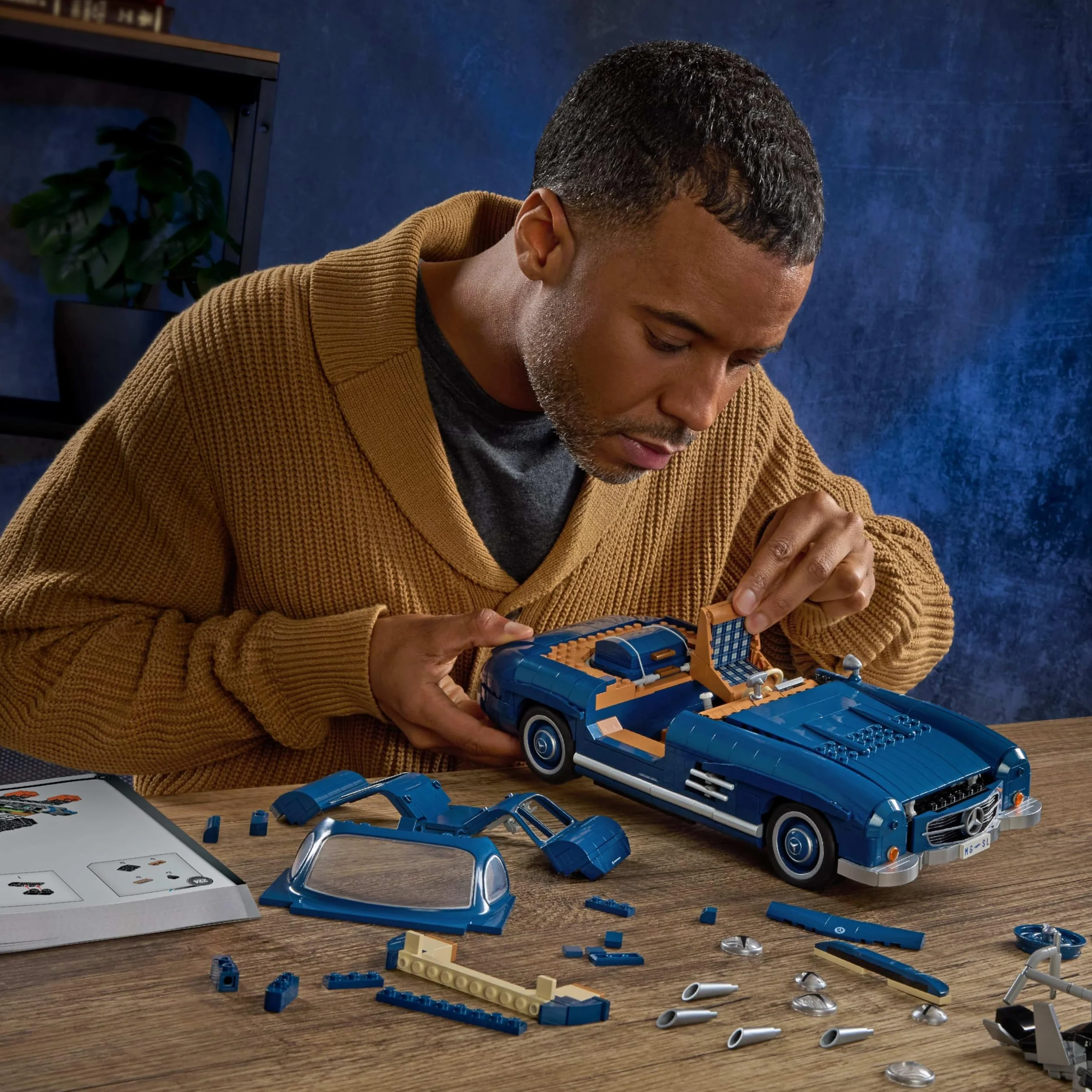 Hot Wheels Mercedes-Benz 300 SL Samochód Kolekcjonerski do Zbudowania z Klocków 1:12 1600 Elementów Zestaw Prezentowy HWW25