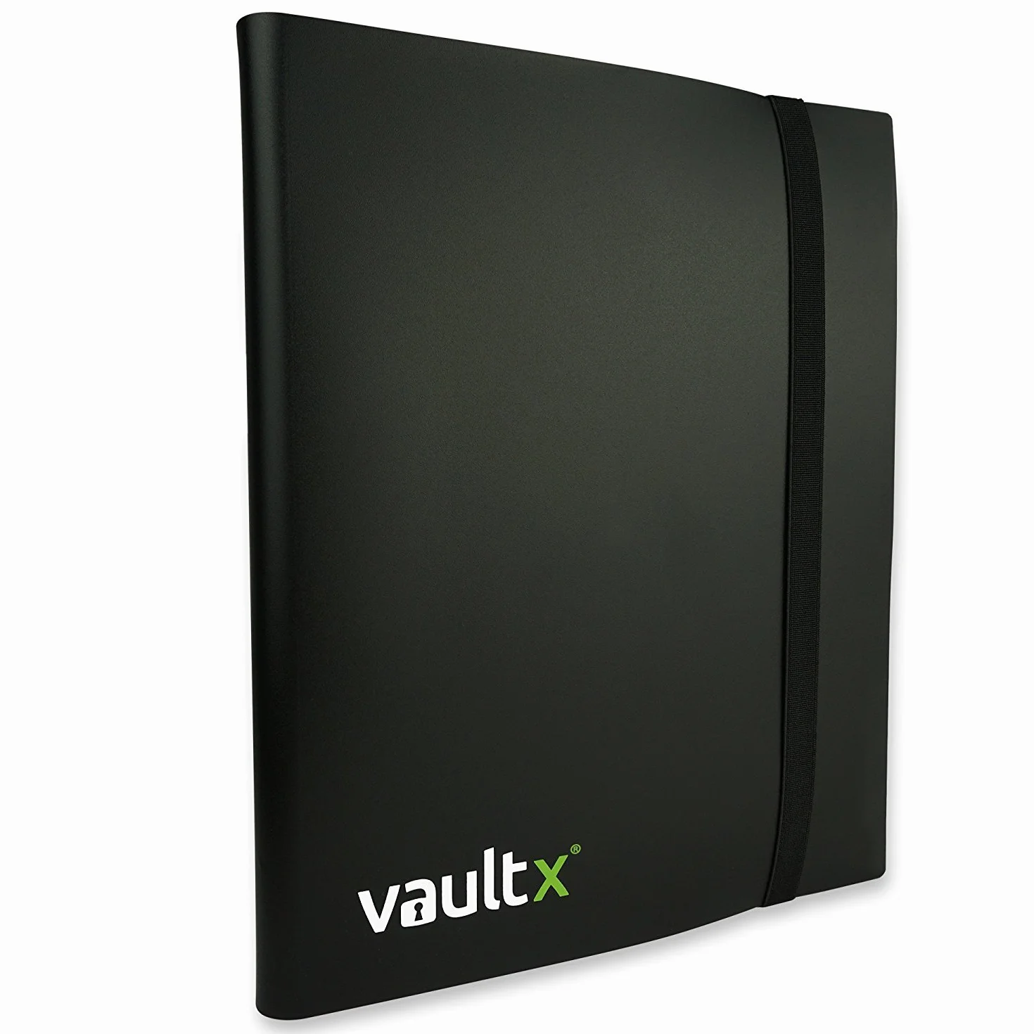Vault X 9-kieszeniowy segregator na karty kolekcjonerskie z paskiem, 360 kart, wersja standardowa, 20 stron bocznie ładowanych, folder na gry kolekcjonerskie, sportowe, TCG (Czarny)