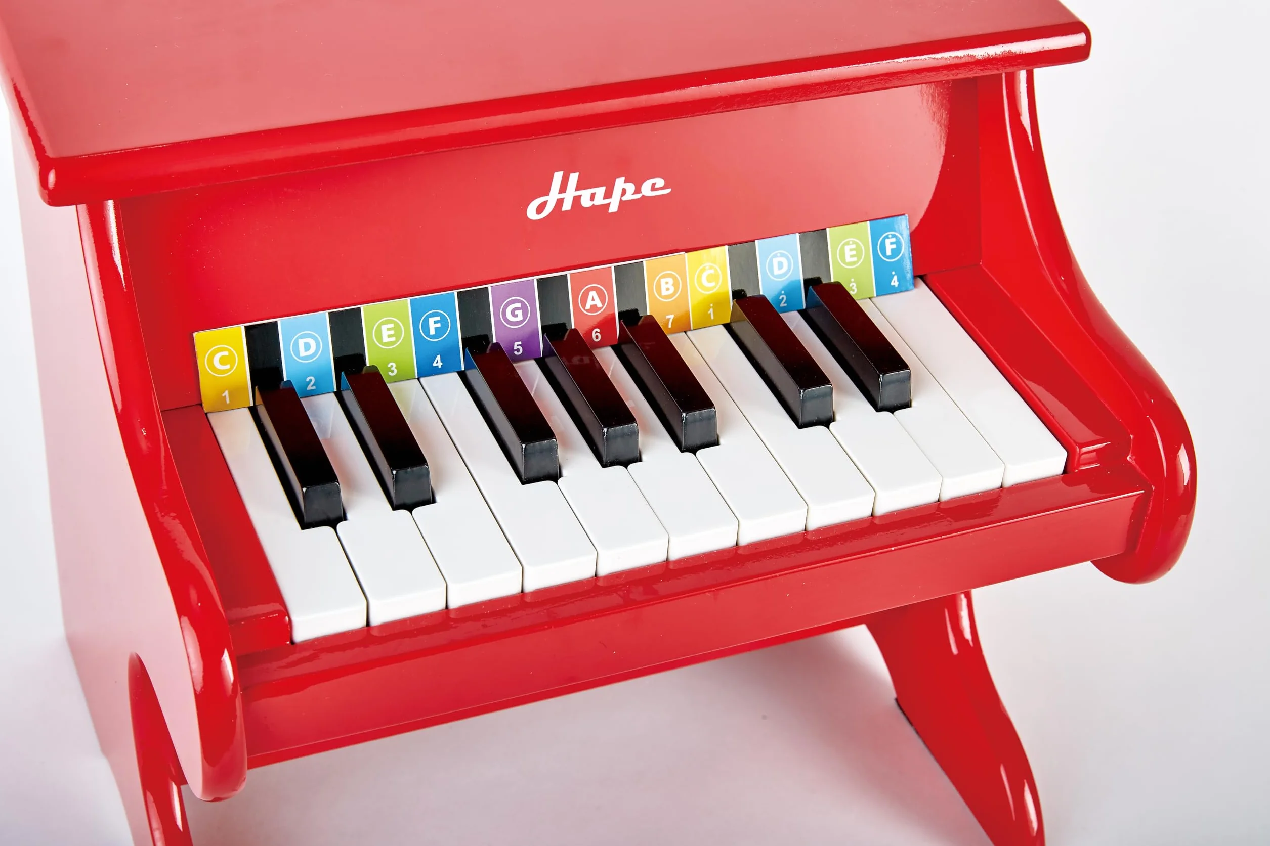 Hape 18-klawiszowy drewniany mini fortepian zabawka czerwony