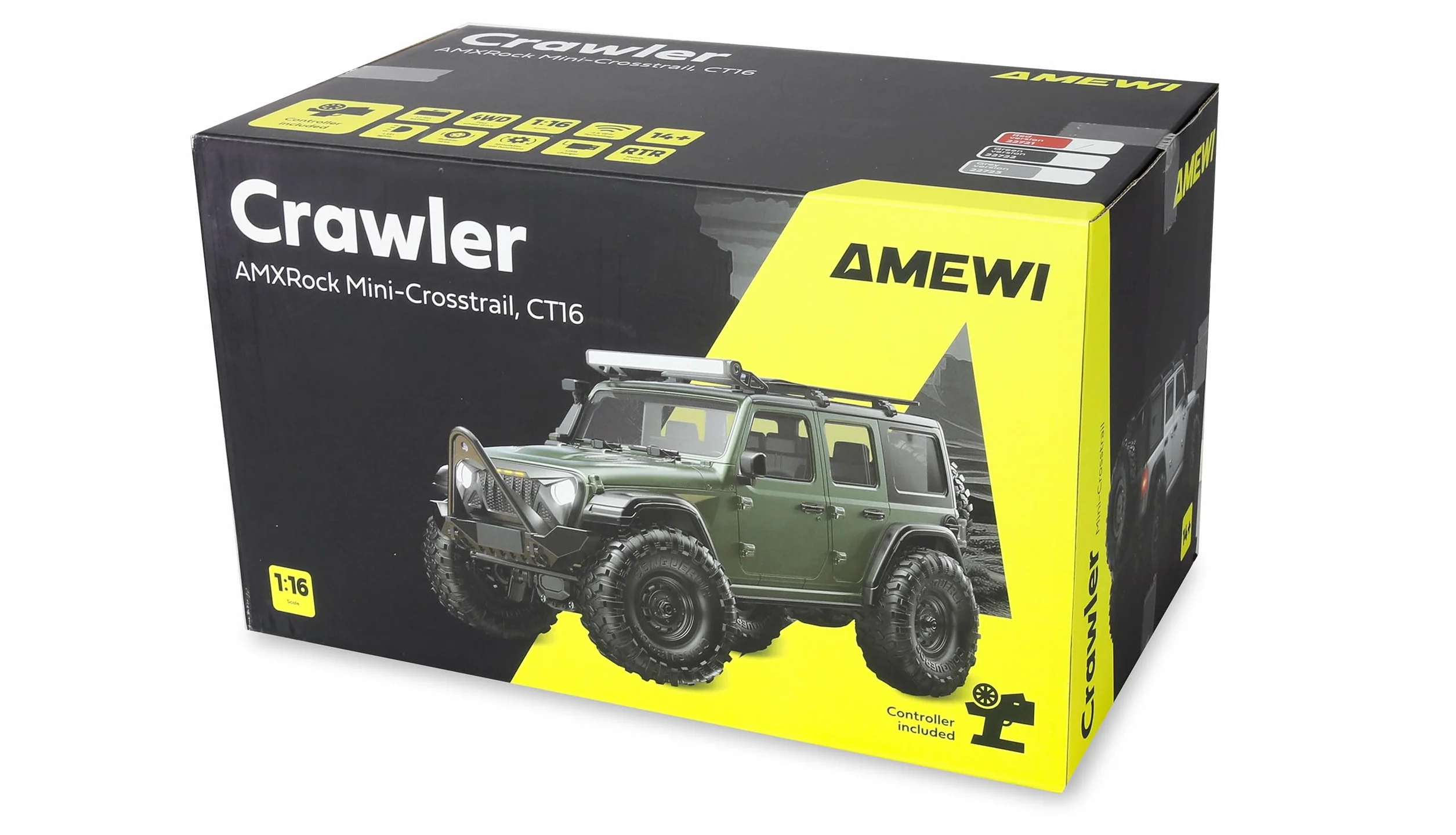 Amewi AMXRock Mini-Crosstrail Scale Crawler 4WD 1:16 RTR szary wraz z pilotem zdalnego sterowania, akumulatorem, kablem do ładowania