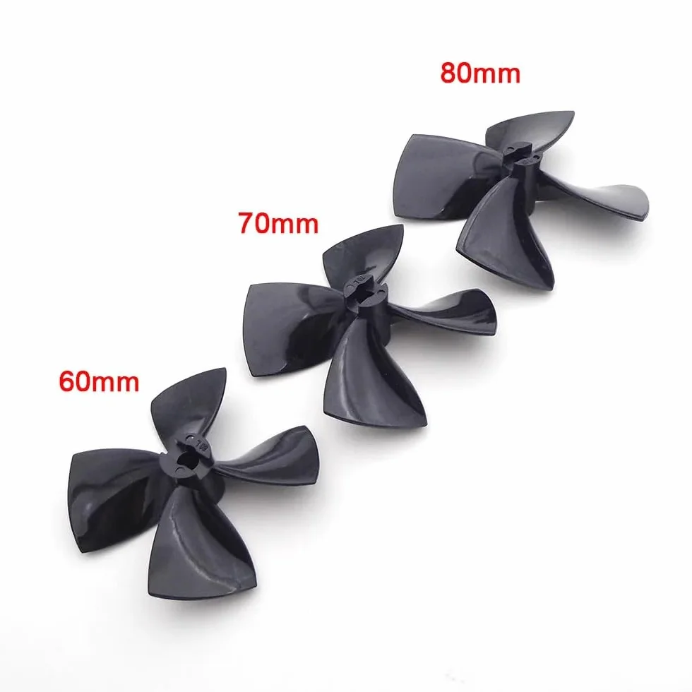 RC Boat Propeller 4 Blades 60mm 70mm 80mm PC Prop 5mm Shaft For RC Boat Tug Bait Fishing Boat