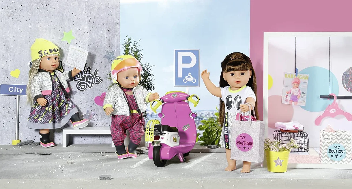 BABY born City Deluxe Scooter Combo, strój dla lalek jednoczęściowy, kurtka i kozaki, 830215 Zapf Creation