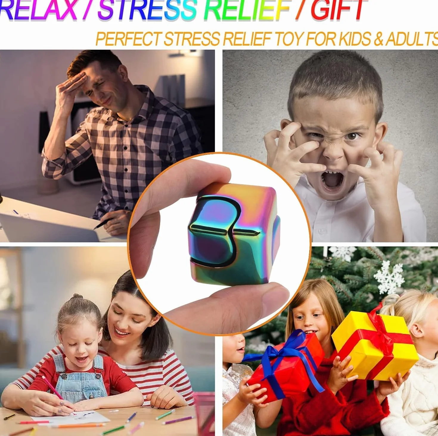Fdget Spinner, zabawka 2 w 1, z metalu, dla dzieci i dorosłych, redukuje stres (kolorowa)