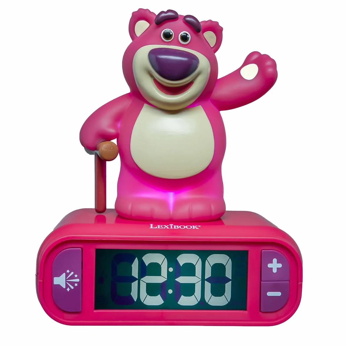 Lexibook, Disney Toy Story, Budzik nocna lampka Lotso, Postać świecąca, Efekty dźwiękowe, Wybór alarmów, Podświetlany ekran LCD, Funkcja drzemki, Fioletowy, RL800TS1LXB