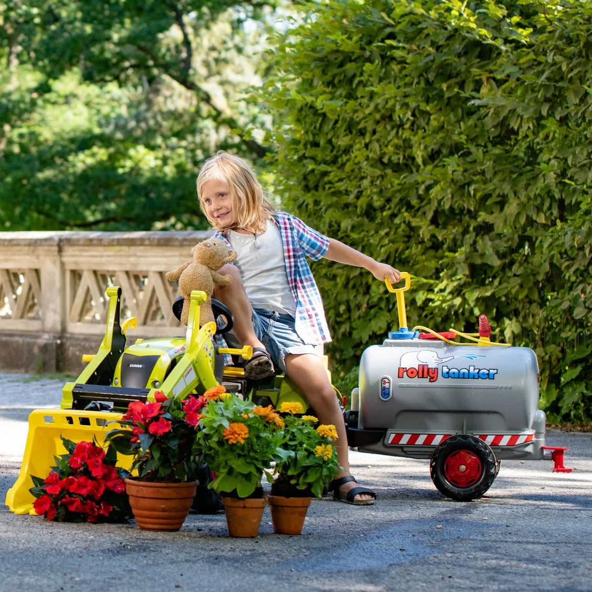 Rolly Toys RollyTanker przyczepa beczkowa z pompką i strzykawką (akcesoria do pojazdów pedałowych, dla dzieci w wieku od 3 do 10 lat, z kołem podporowym, maks. napełnienie 30 litrów, zabawka dla
