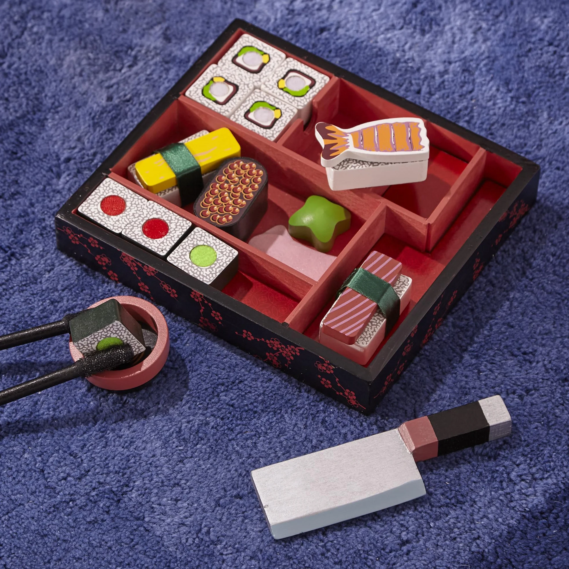 Melissa & Doug – zabawkowy zestaw do krojenia sushi | zabawa imaginacyjna | zabawkowe jedzenie | 3+ | prezent dla chłopca lub dziewczynki