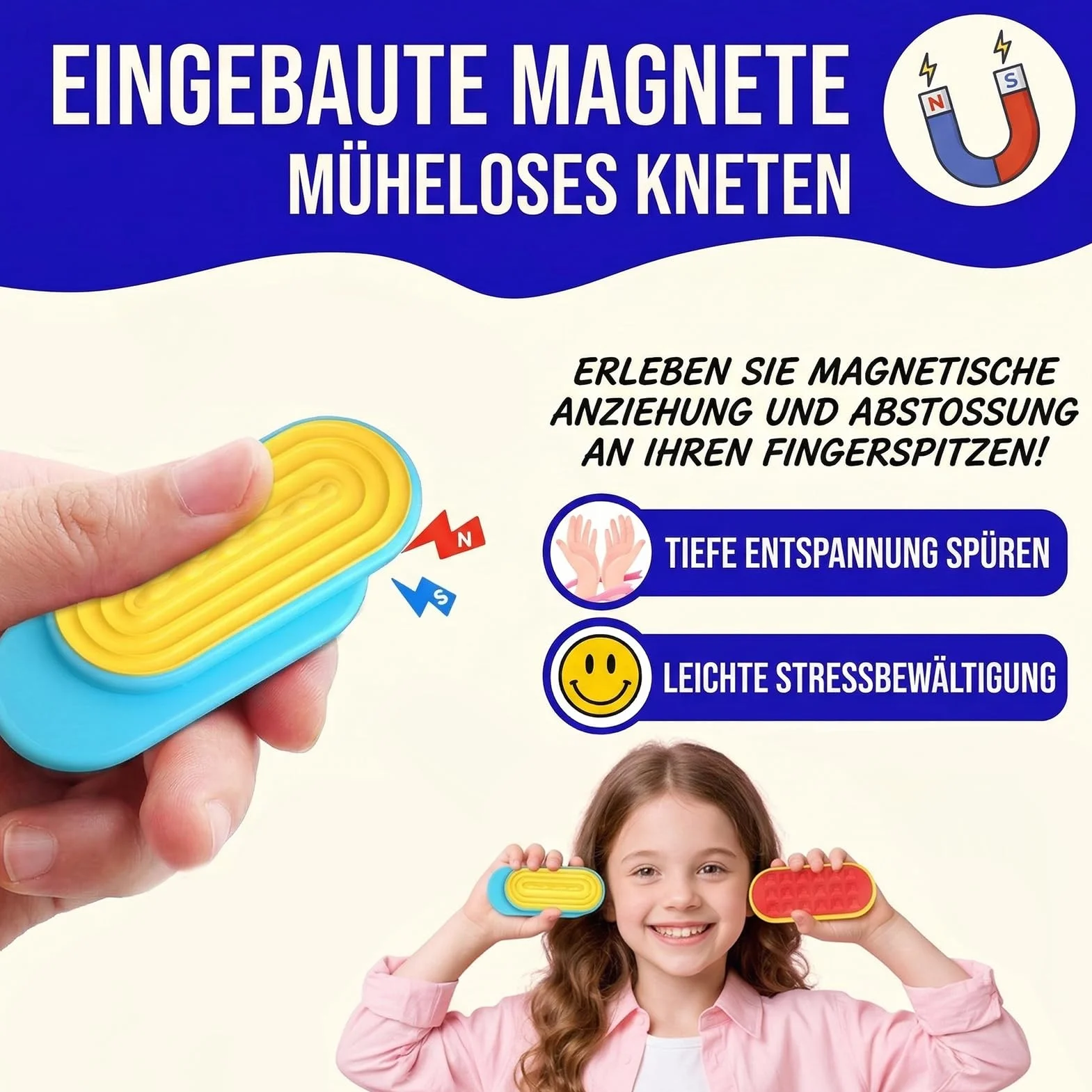 Magnetyczne zabawki fidget Toys Slider zestaw 6 sztuk z pudełkiem do przechowywania – cicha zabawka sensoryczna z funkcją przesuwania, kompaktowa i uporządkowana, ciche zajęcia ręczne na co dzień, do