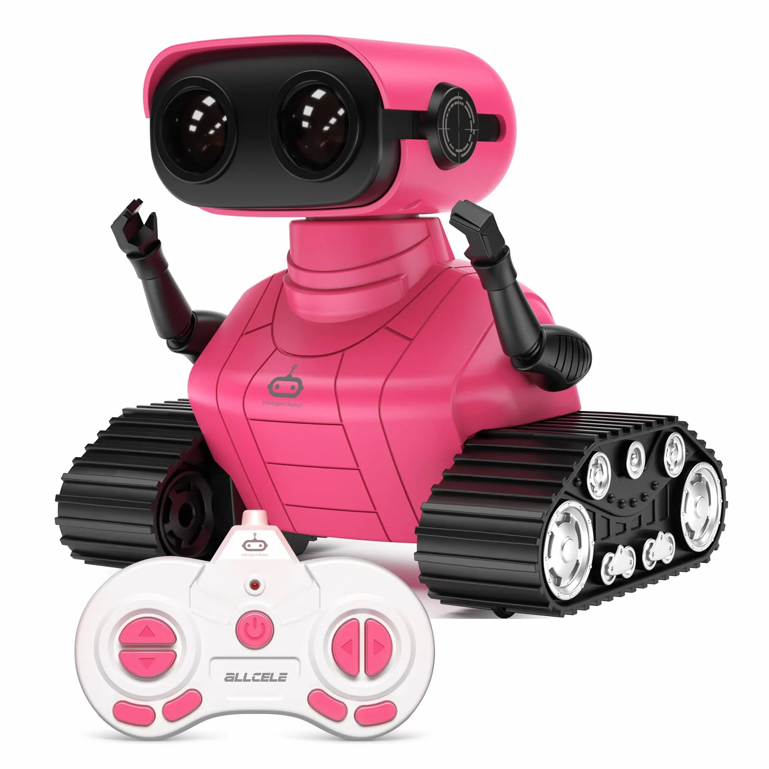 ALLCELE Robot zabawka dla dziewczynek, zabawka RC z pilotem zdalnego sterowania, słodki wygląd, interesująca muzyka, oczy LED i elastyczne ramiona, idealny prezent na Boże Narodzenie dla dzieci 3+