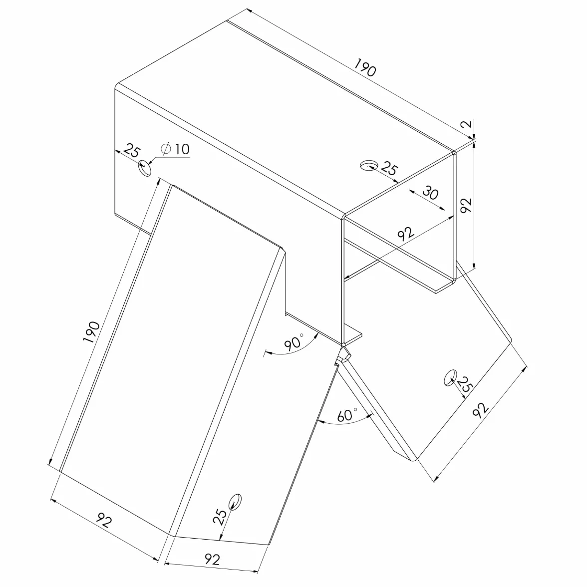 TRIBECCO® Czworokątny łącznik huśtawki 90/90 mm, 90° (90° szary), z malowanej proszkowo blachy stalowej do huśtawek ogrodowych, stabilny trójkąt w kształcie litery A, z otworami montażowymi Ø 10 mm