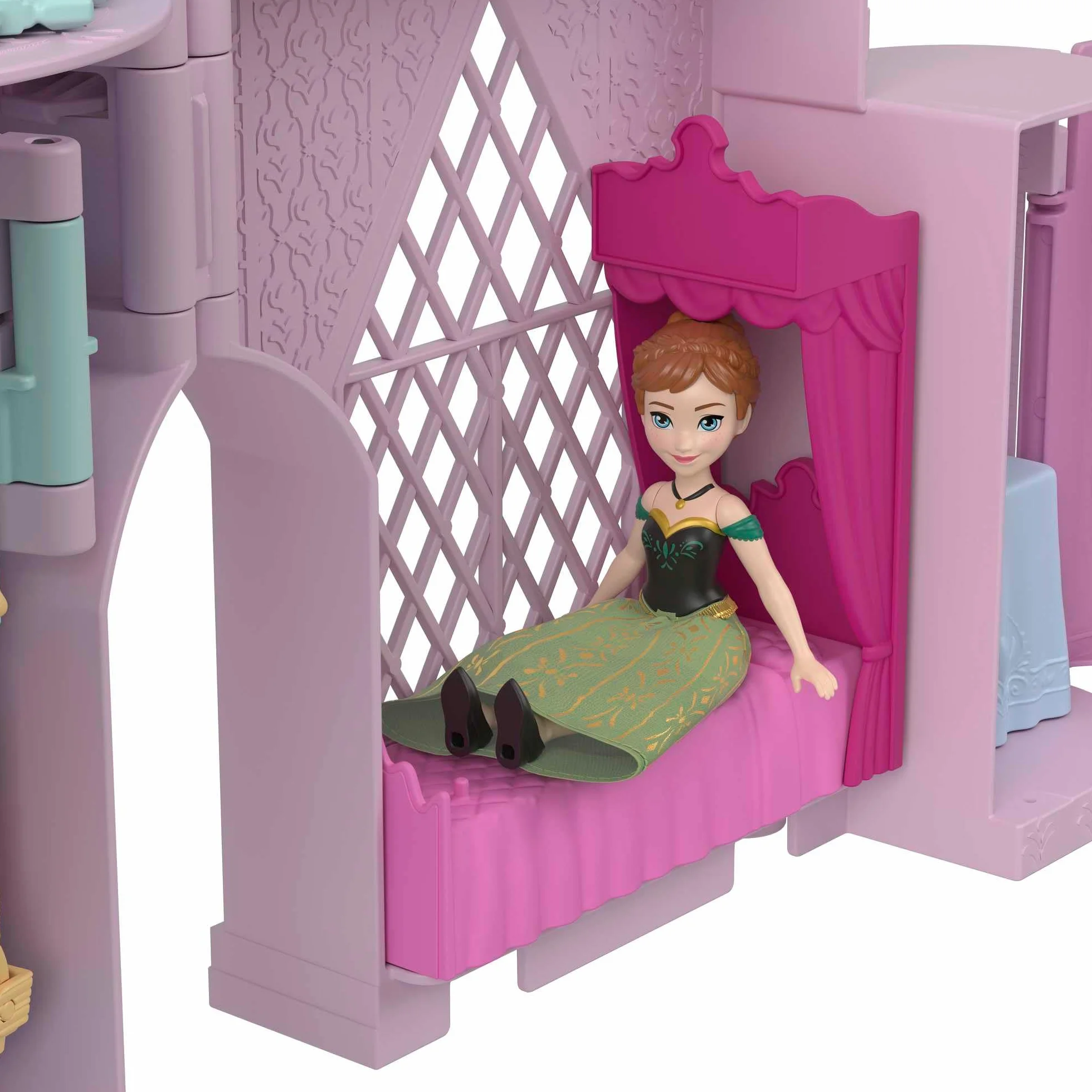 Mattel Disney Kraina Lodu Arendelle Castle zestaw modułowy z mini lalką Olaf i 7 akcesoriami, zabawka dla dzieci 3+