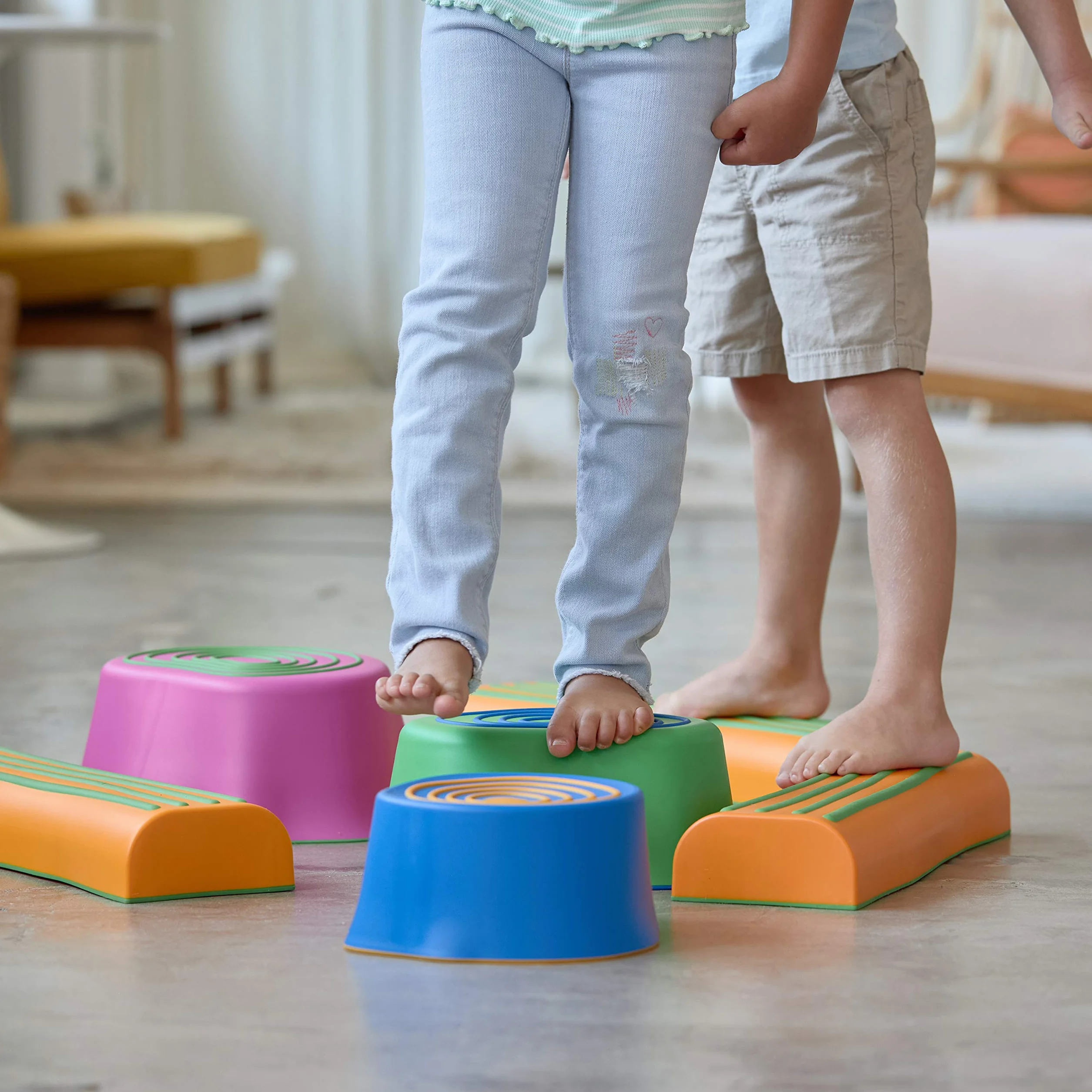 edxeducation Step-a-Trail - 6 Piece Backyard Obstacle Course for Kids - Indoor and Outdoor - Build Coordination and Confidence - Physical and Sensory Play