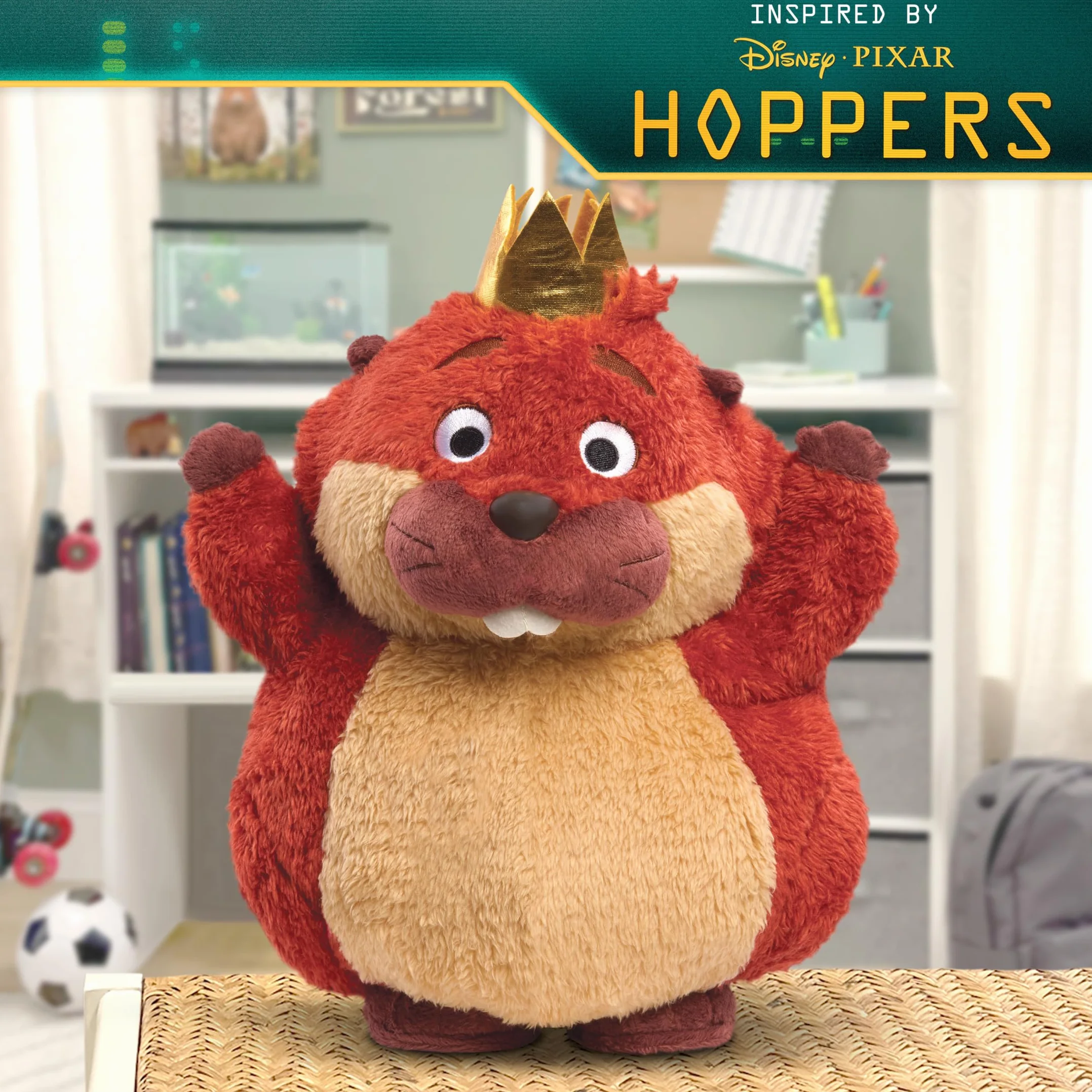 Disney i Pixar Hoppers King George 29 cm interaktywna pluszowa zabawka z muzyką i ruchem, pomysł na prezent dla dzieci, fanów filmu i miłośników przyrody, wiek 3+