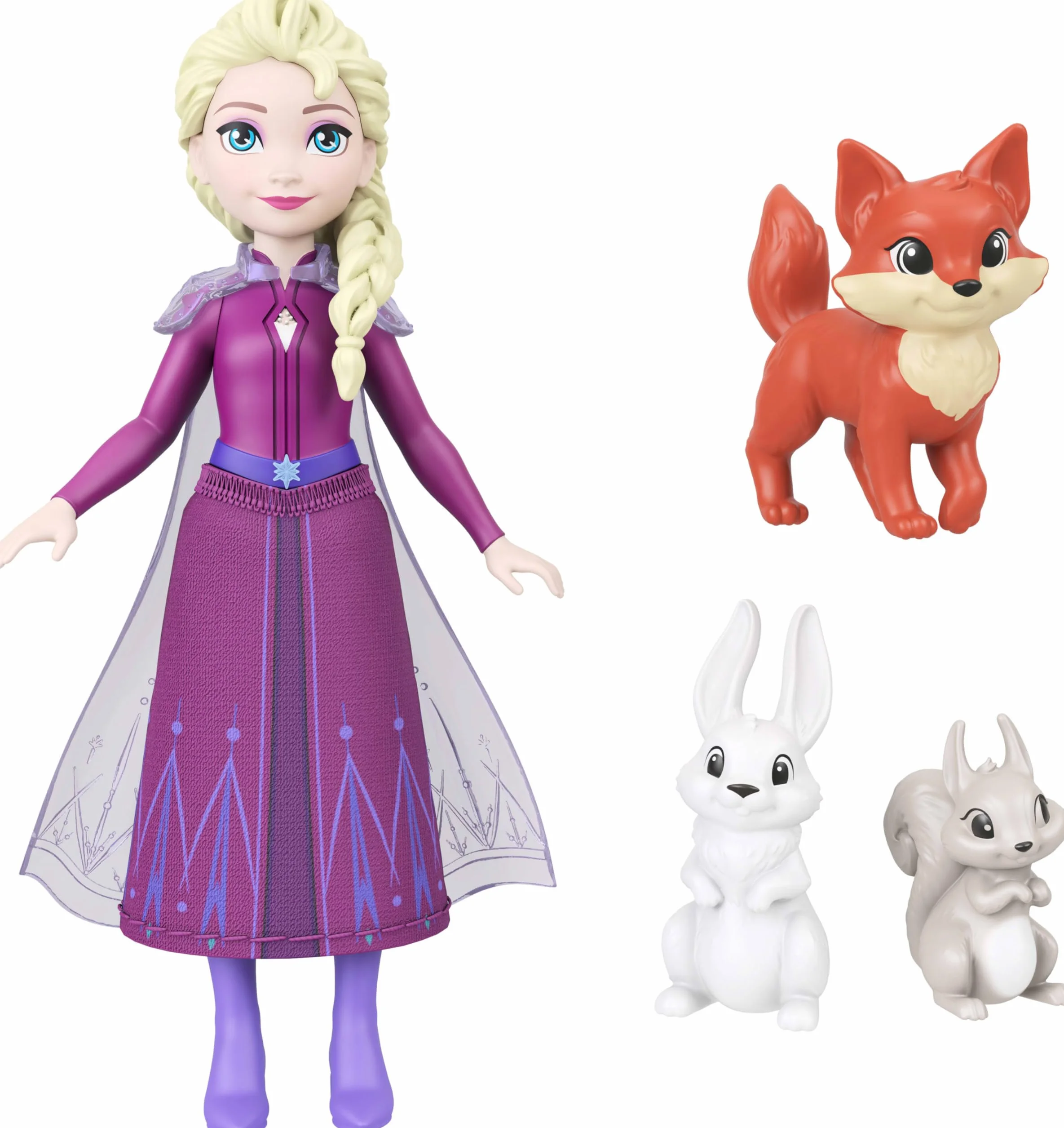 Mattel Disney Frozen Kraina Lodu Zimowy domek zwierzątek Zestaw domek dla lalek: 10 obszarów zabawy, 3 figurki zwierzątek, mała lalka Elsa, 8 akcesoriów, zabawka Storytime Stackers, JFG28