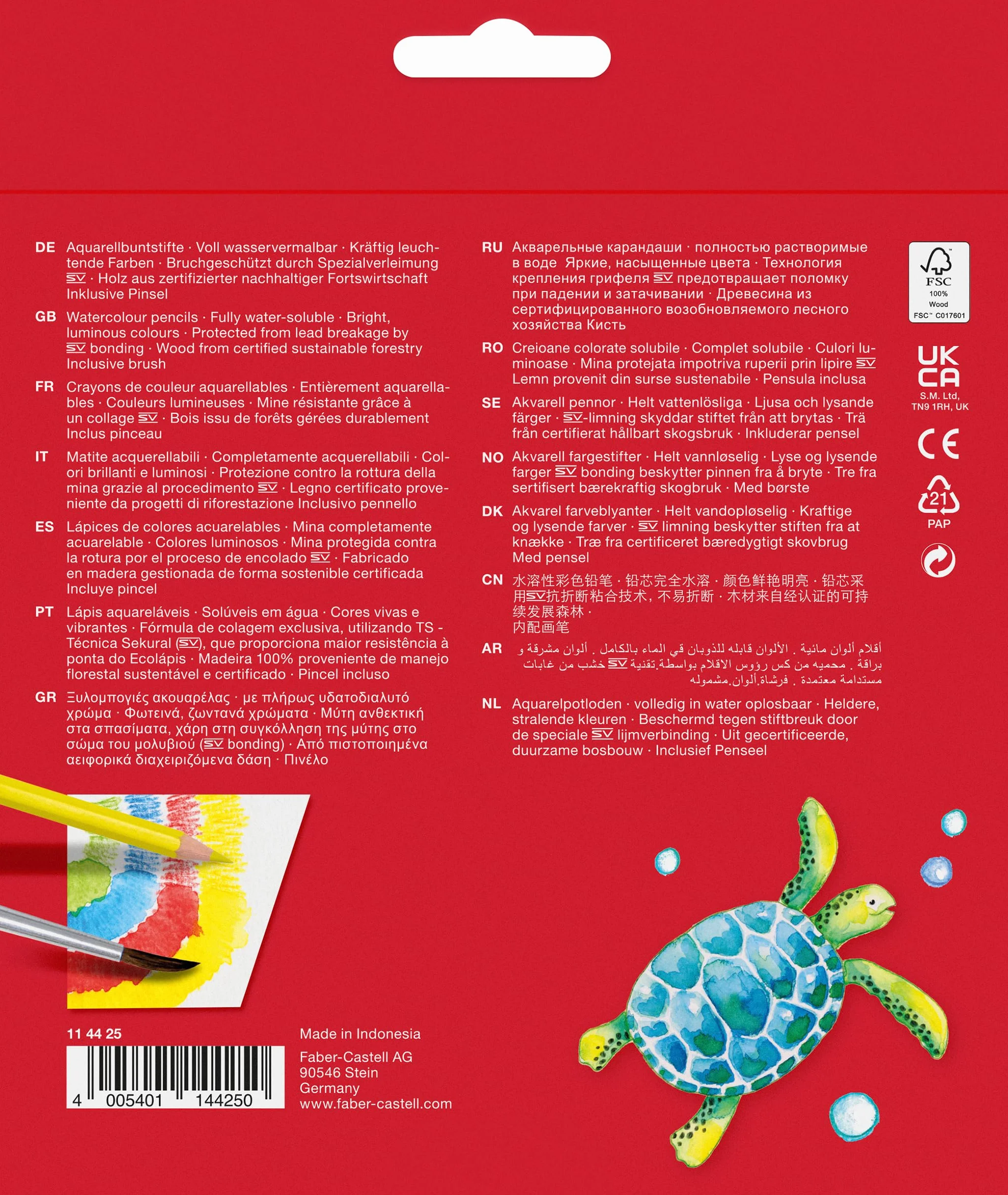 FABER-CASTELL 114425 – kredki akwarelowe dla dzieci i dorosłych, 24 kredki i pędzel