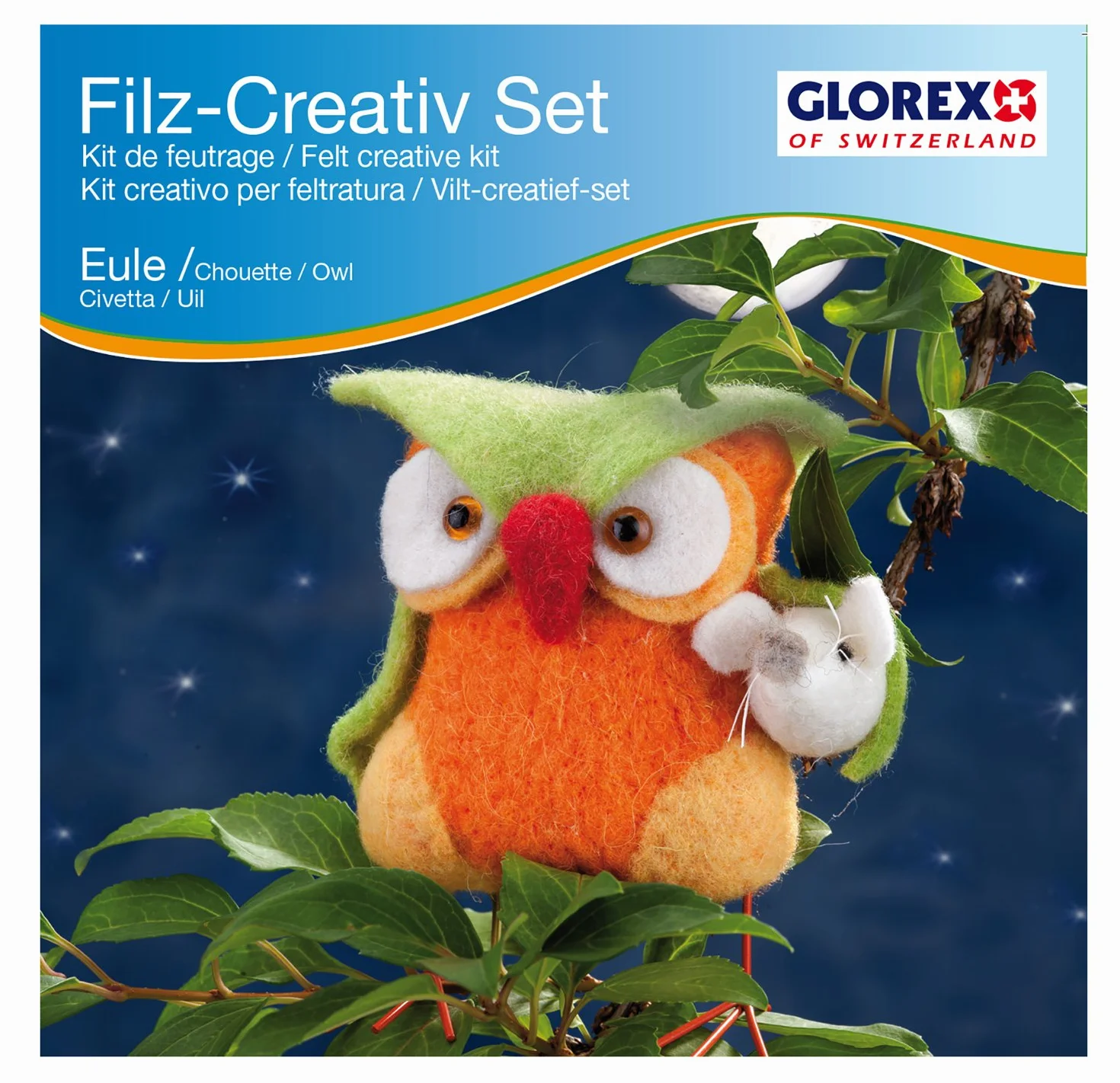 GLOREX Kreatywny zestaw filcowy sowa 11 x 13 cm
