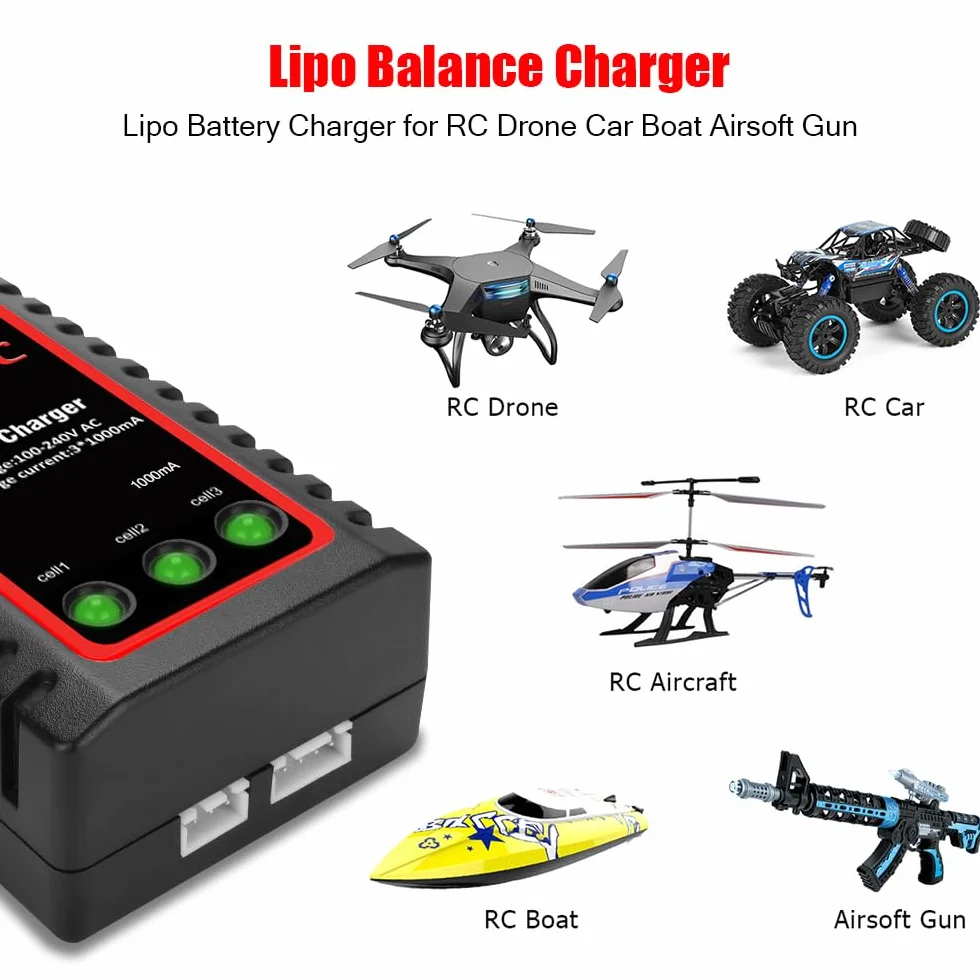 Haisito B3 Lipo ładowarka do akumulatora 2S 3S (7,4 V, 11,1 V), kompaktowa szybka ładowarka Airsoft (100-240 V) do RC Quadcopter RC Drone Car Boat