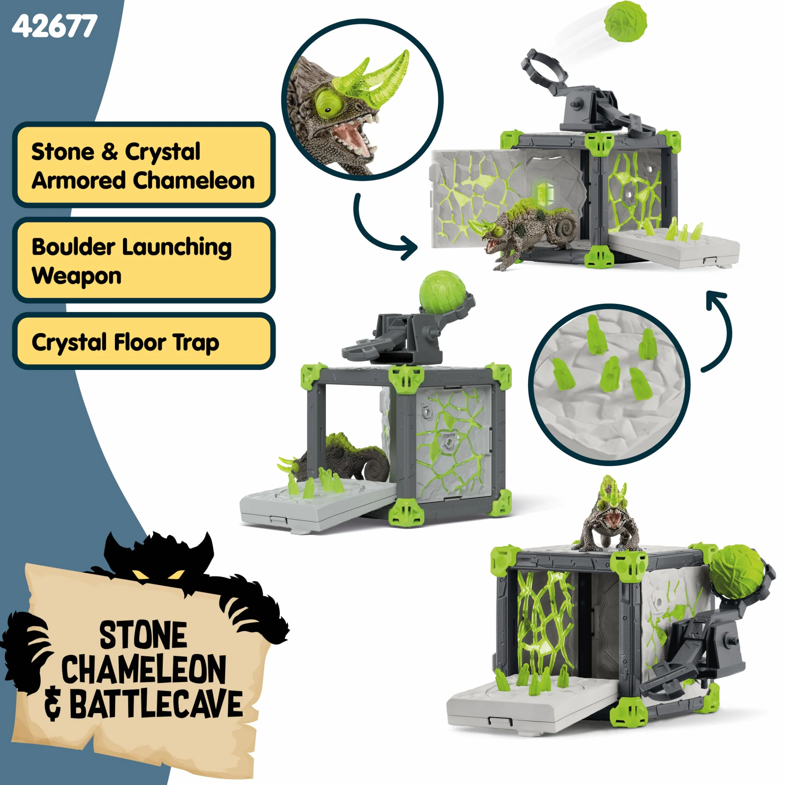 schleich 42677 Kamienny Kameleon z Jaskini Bitewnej., od 7 lat, ELDRADOR CREATURES - Zestaw do zabawy, 34 kawałki