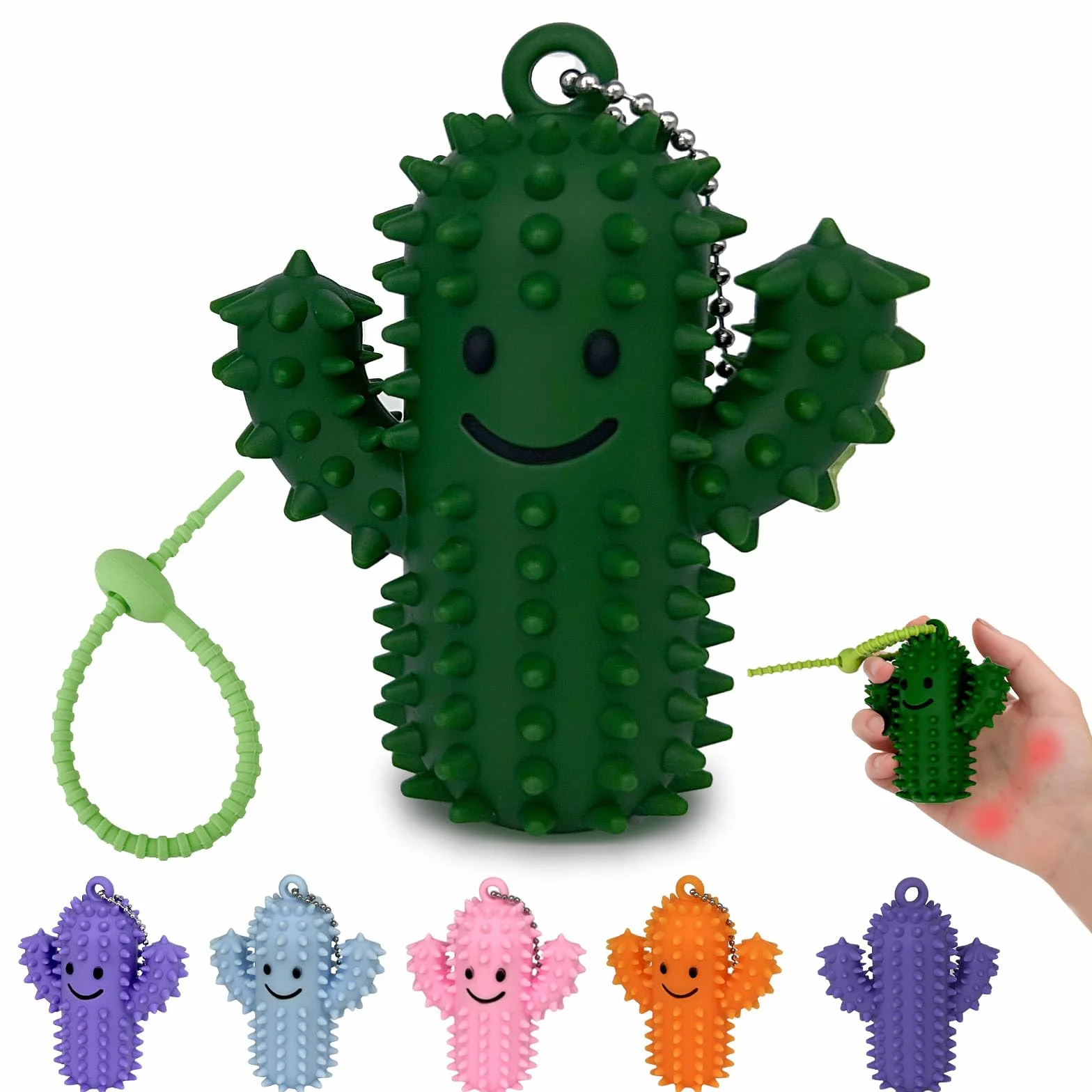 Spiky Grippie Stim Brelkain Fidget Zabawka Silikonowa Kaktus Bólu 1 Szt Zielony