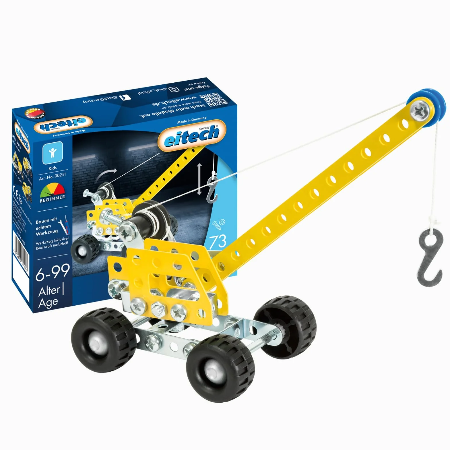 Eitech Metalowa skrzynka budowlana – mini pojazdy budowlane (dźwig)