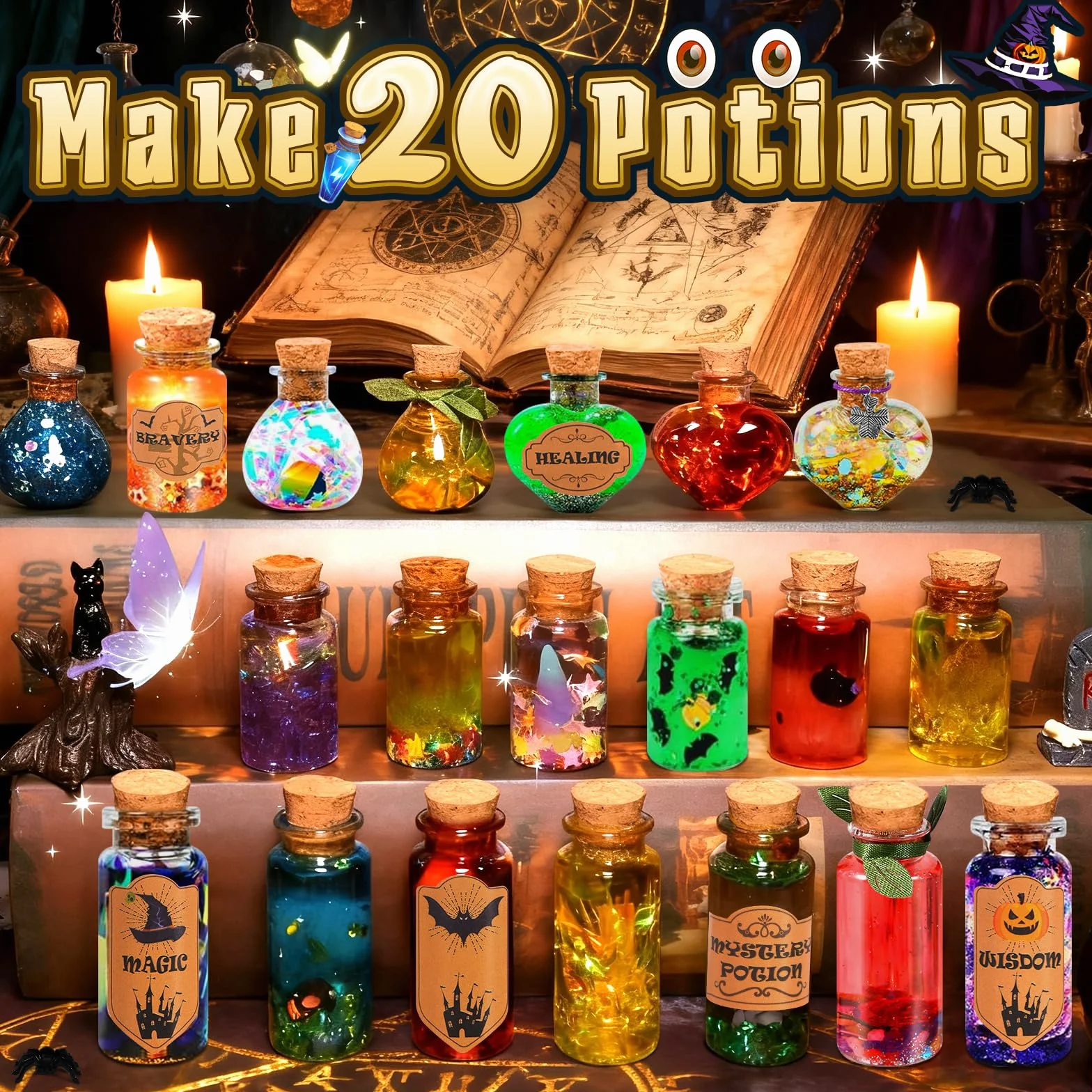 Magiczna mikstura Zestaw Dziecko, miesza 20 butelek magicznej mikstury z magicznym garnkiem, zabawki rzemieślnicze kreatywne prezent dla chłopców i dziewcząt, DIY Zestawy do rękodzieła