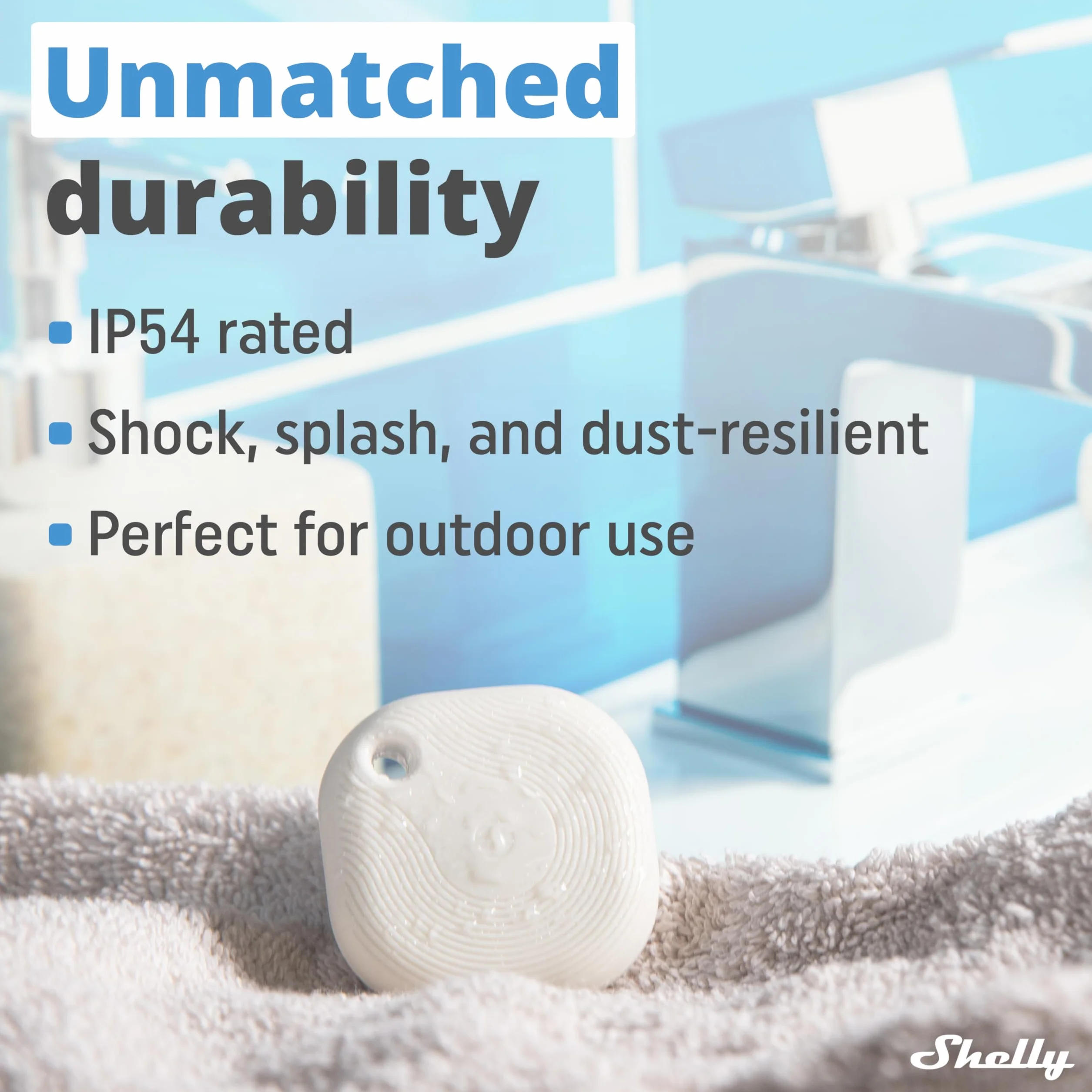 Shelly BLU Button Tough 1 Ivory - Inteligentny Przycisk Bluetooth, Automatyka Domowa, Certyfikat IP54, Szeroki Zasięg (10-30m), Do 4 Predefiniowanych Kliknięć, Powiadomienia, Home Assistant