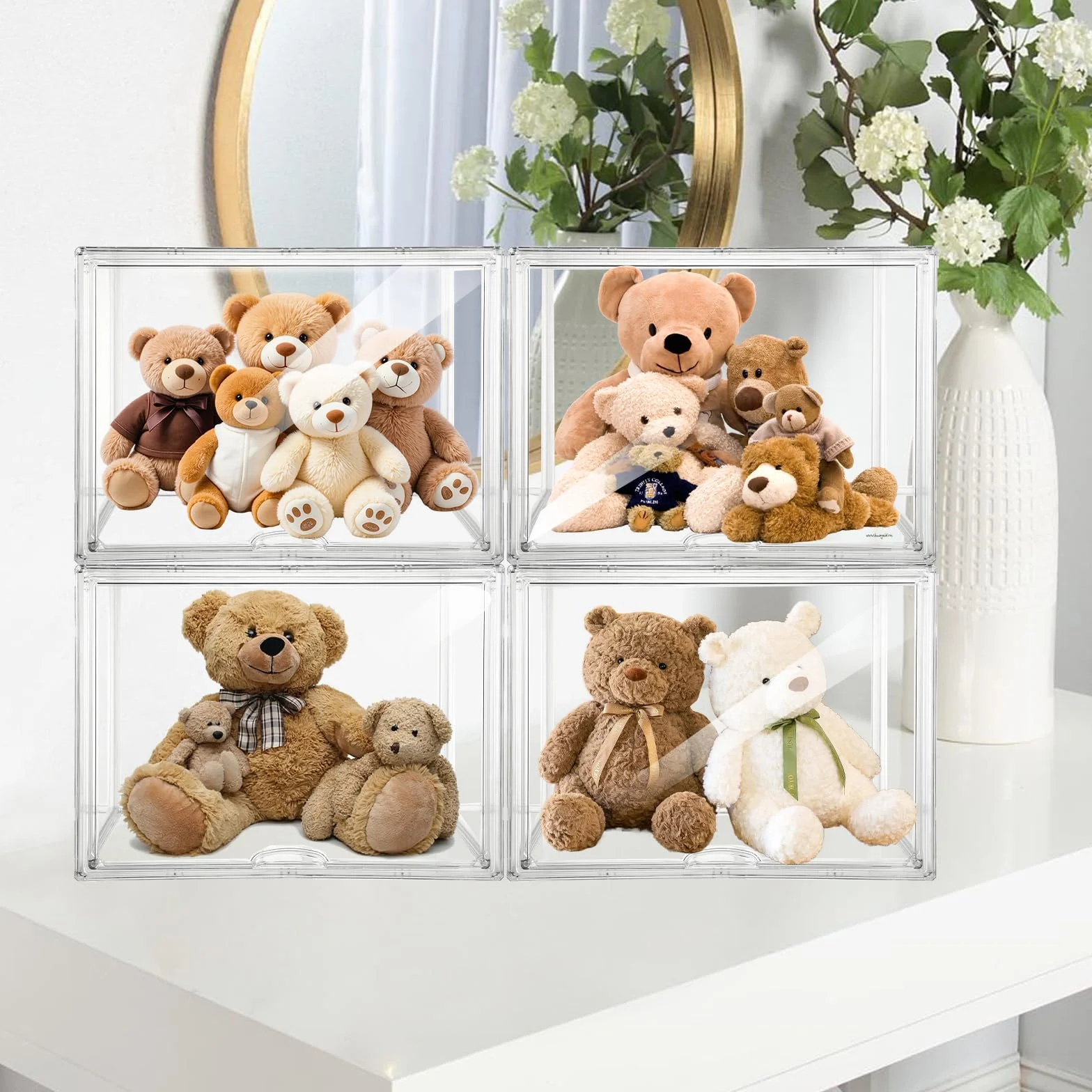 Przezroczysty akrylowy wyświetlacz 39 x 29 x 25 cm – Pleksiglas z zamknięciem magnetycznym, hermetyczna i odporna na kurz, idealna do kolekcji, modeli i pluszaków