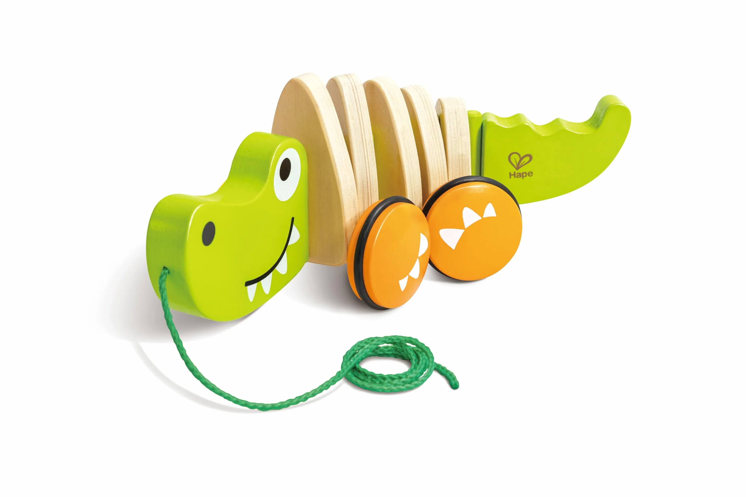 Hape E0348 Walk-A-Long Croc - Pull Along Wooden Crocodile Toy