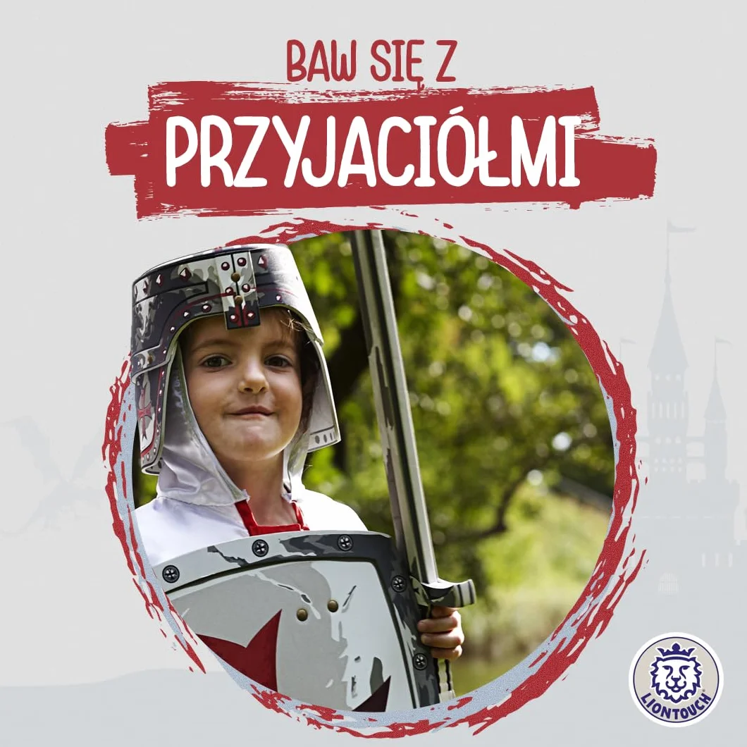 Liontouch Maltańska peleryna rycerza, średniowieczny płaszcz do zabawy dla dzieci z klasycznym motywem czerwonego krzyża, przebieranki, fantazyjne sukienki i kostiumy królewskie dla dzieci