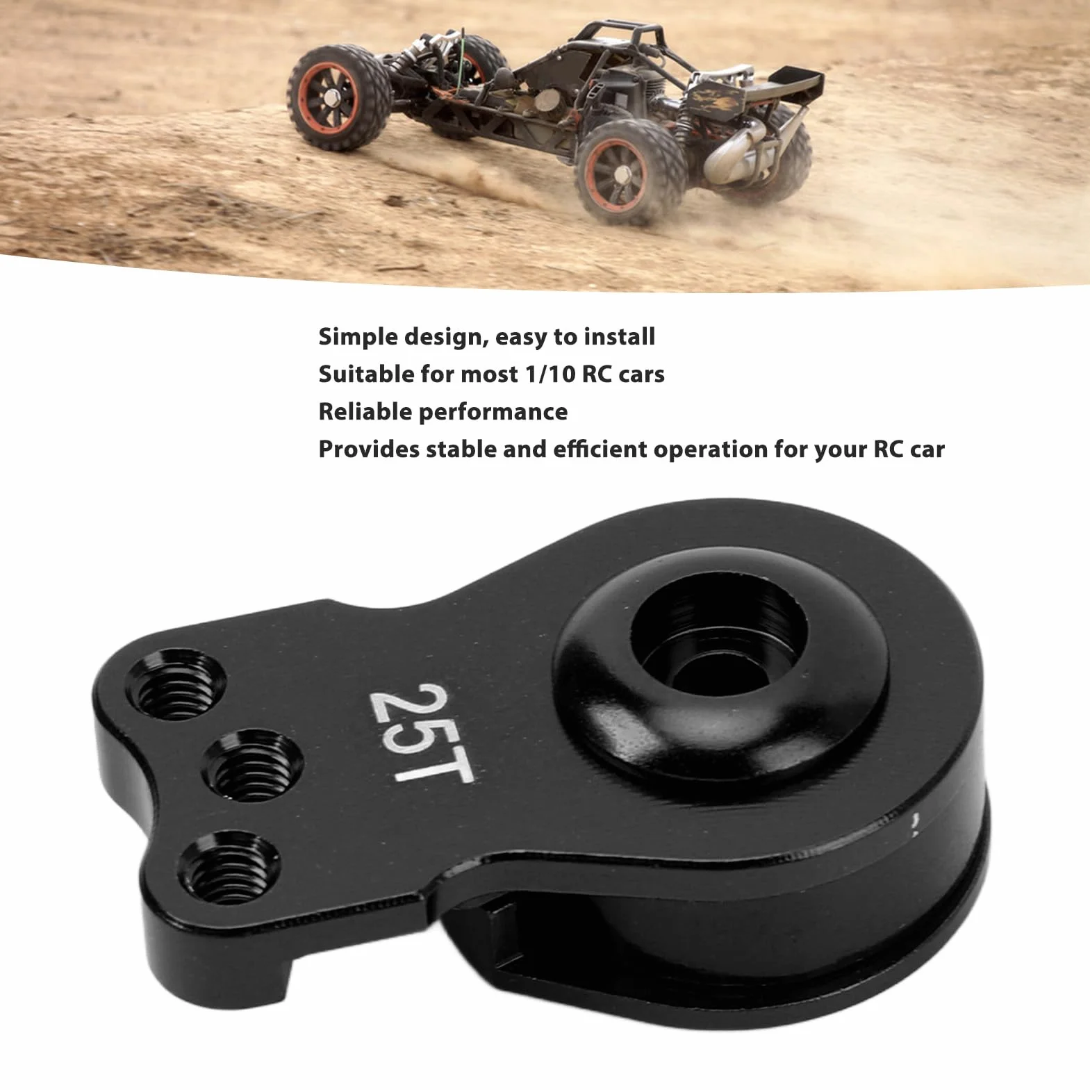 RC Servo Saver, Lekki, Uniwersalny Serwomechanizm ze Stopu Aluminium o Wysokiej Dokładności 25T z zamienną osłoną Przekładni do Samochodu RC 1/10 (BLACK)