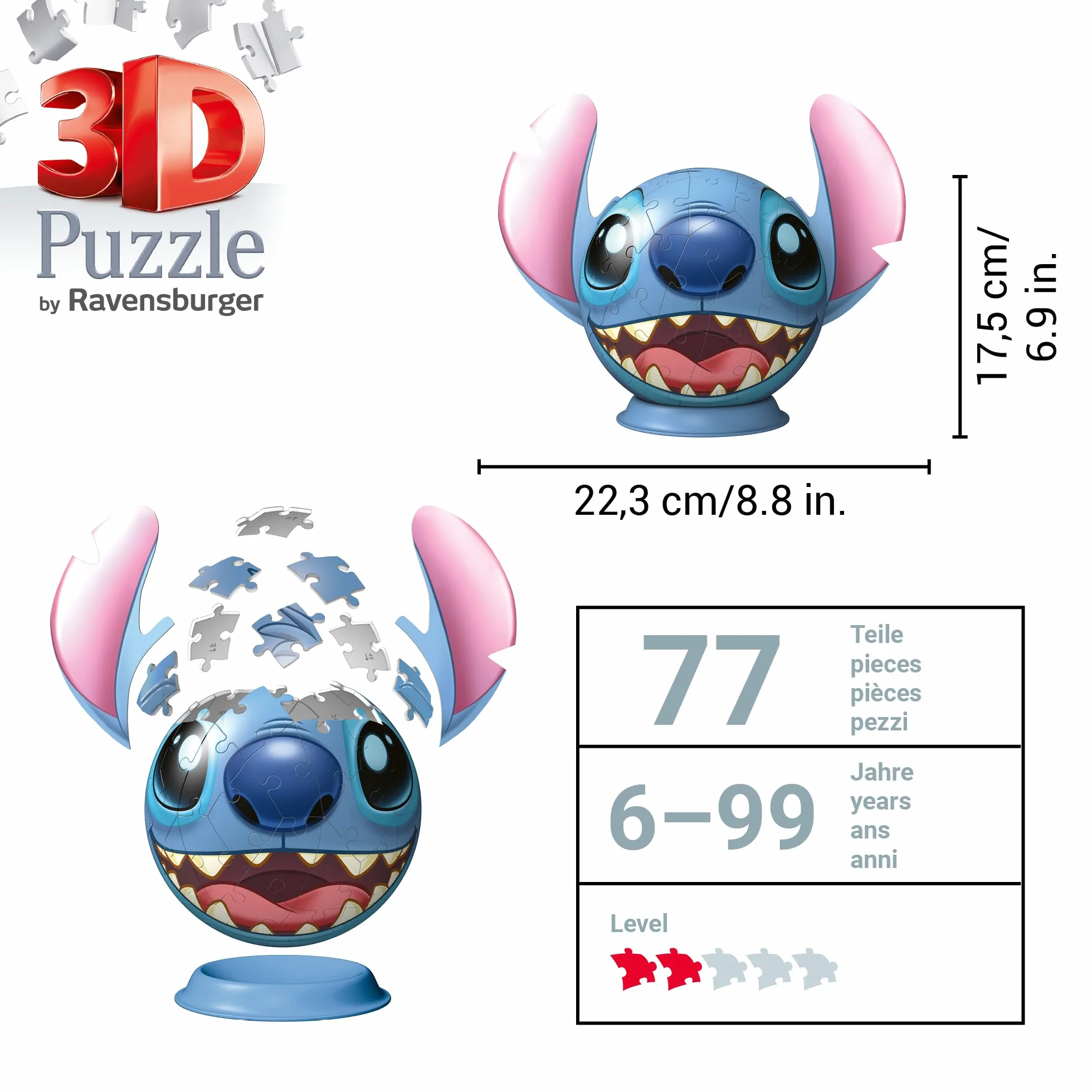 Ravensburger Puzzle 3D Kula Disney Stitch z uszami