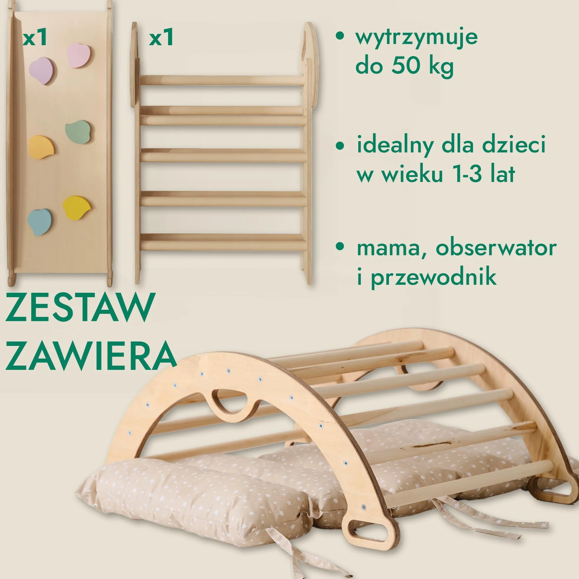 Goodevas Montessori zestaw rusztowań wspinaczkowych 5 w 1: do wnętrz, trójkąt wspinaczkowy, łuk wspinaczkowy z poduszką i zjeżdżalnią dla dzieci, plac zabaw dla dzieci w wieku 1-3 lat